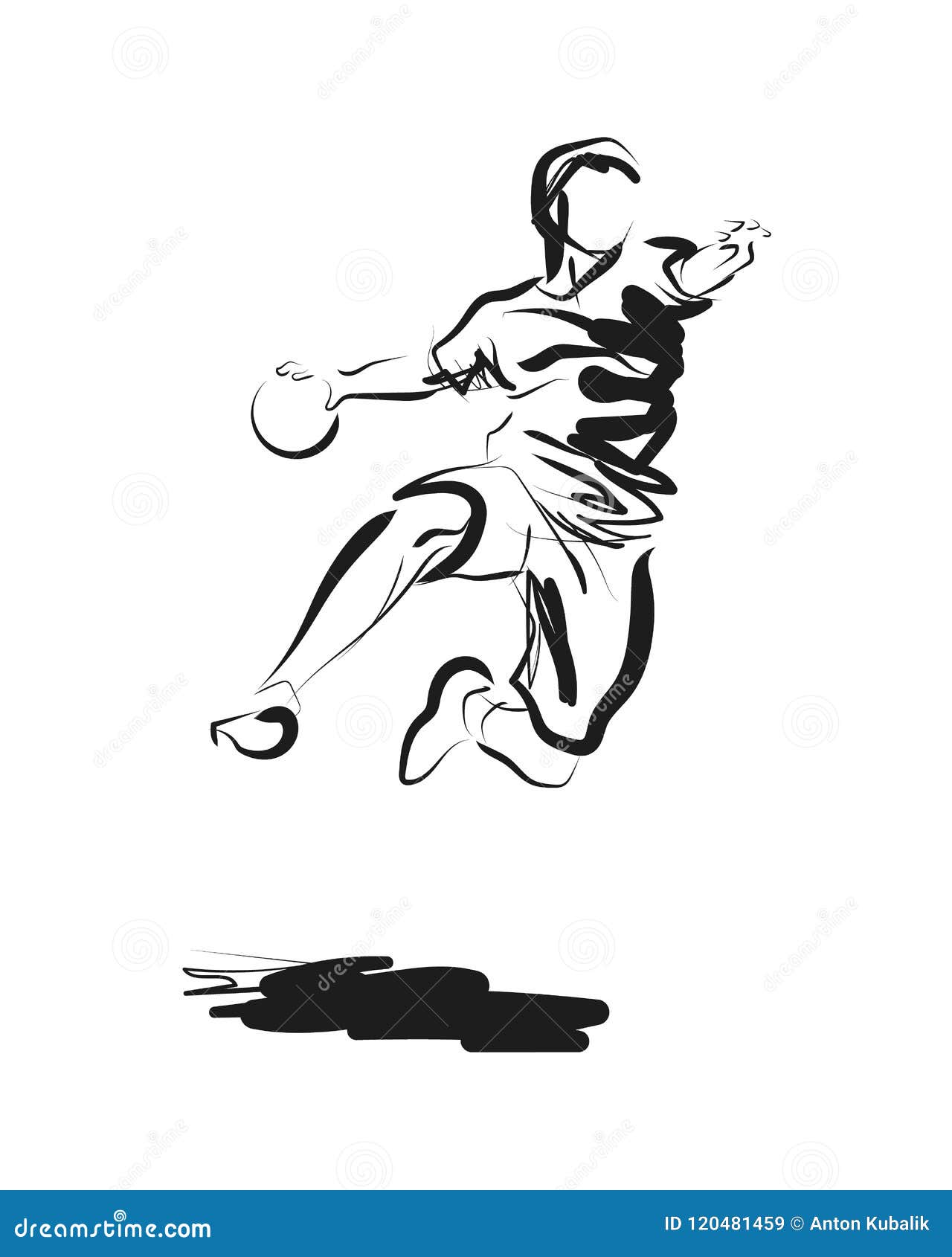 Vector Ink Sketch of a Handball Player Stock Vector - Illustration of ...