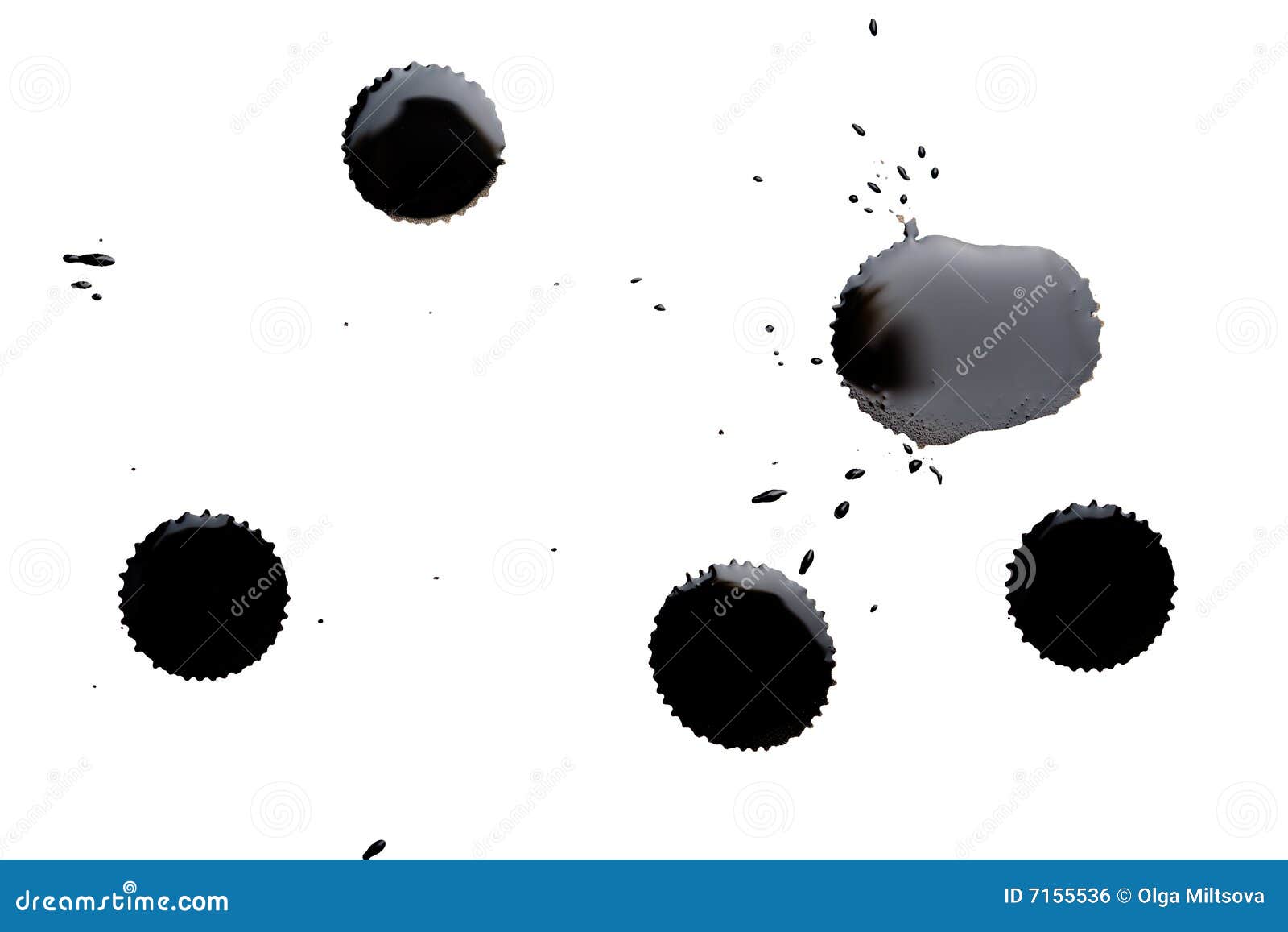 Black ink spots isolated stock photo. Image of splotch 7155536