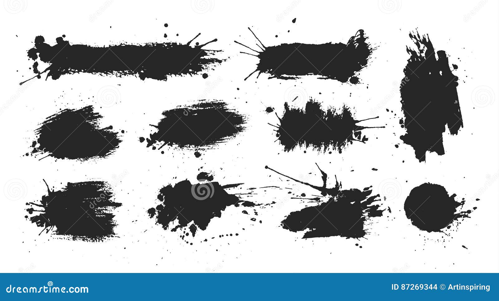 Black ink spots set. stock vector. Illustration of drop 87269344