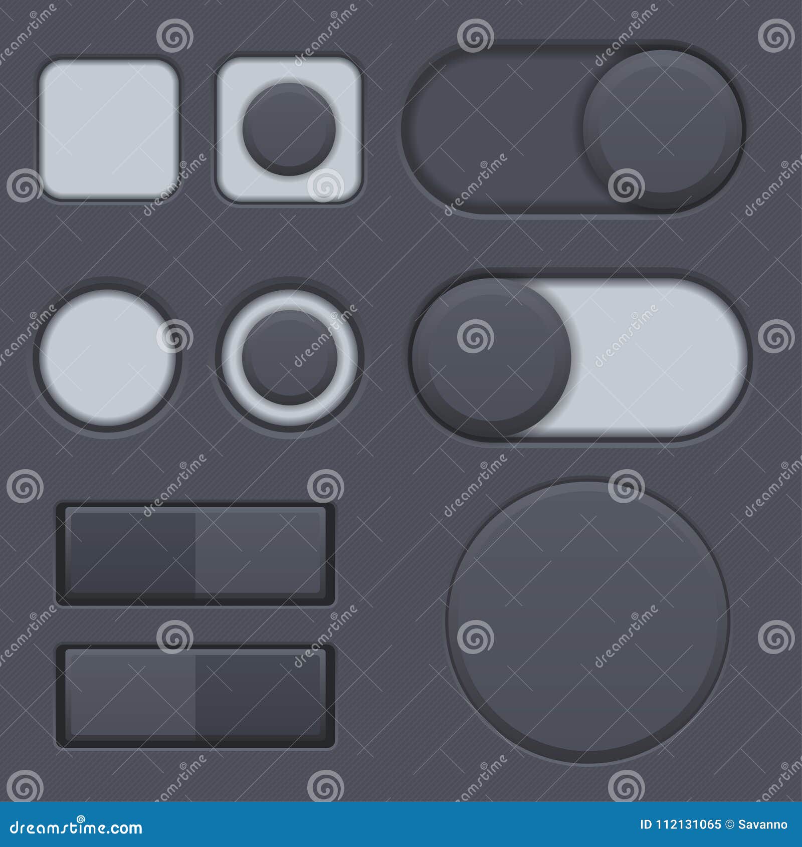 Black Interface Radio Buttons, Toggle Switched.  Interface Matted