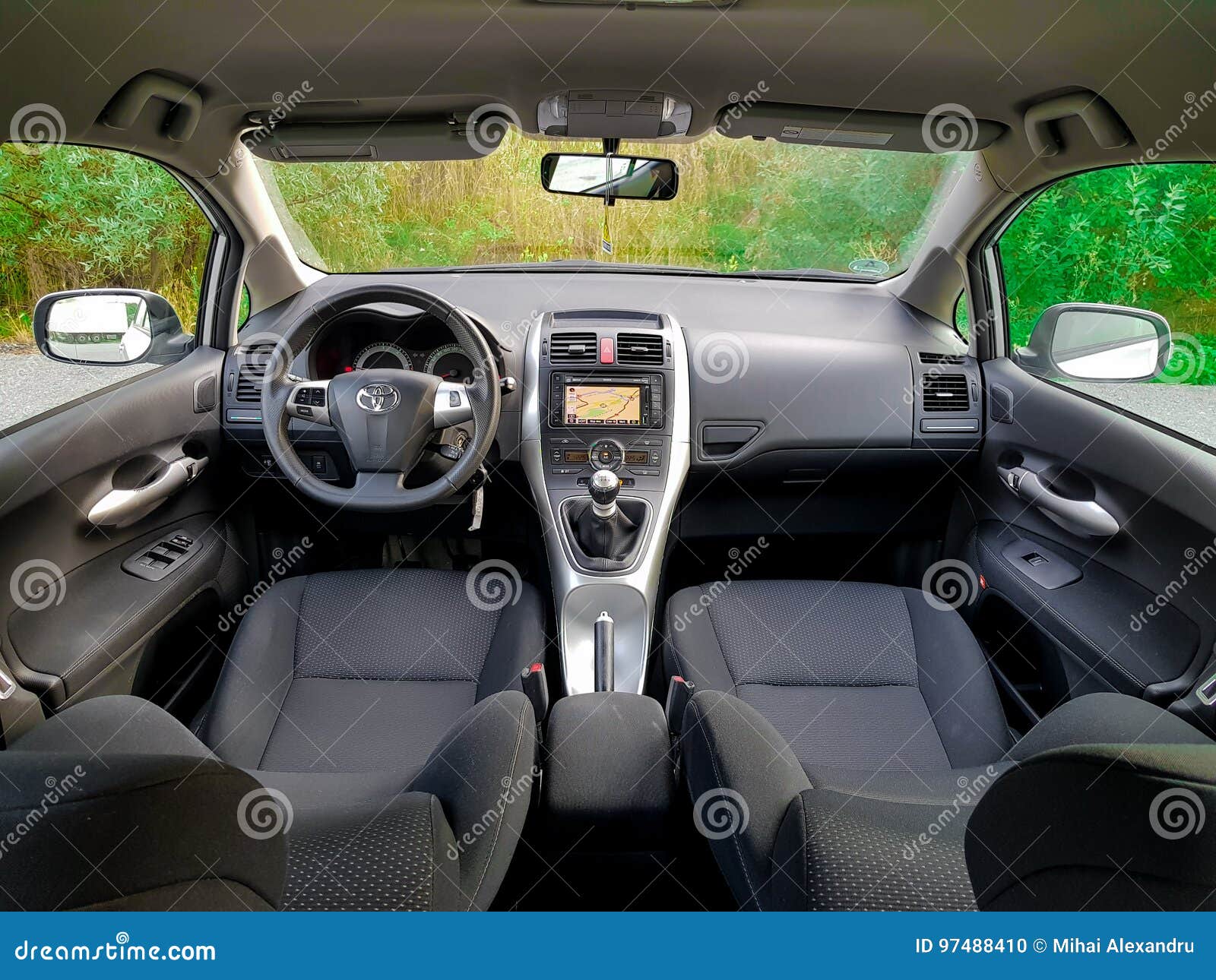 Black Interior Of Japanese Car With Big Navigation Display
