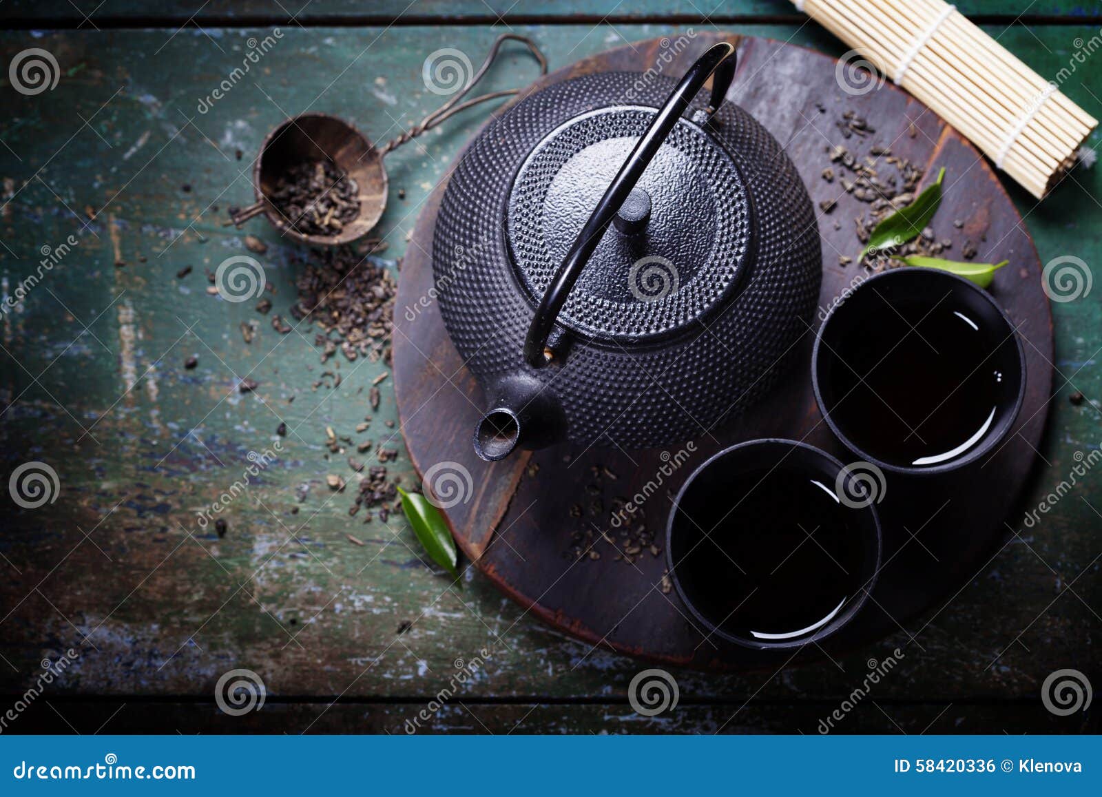 Black iron asian tea set stock photo. Image of cotta 58420336