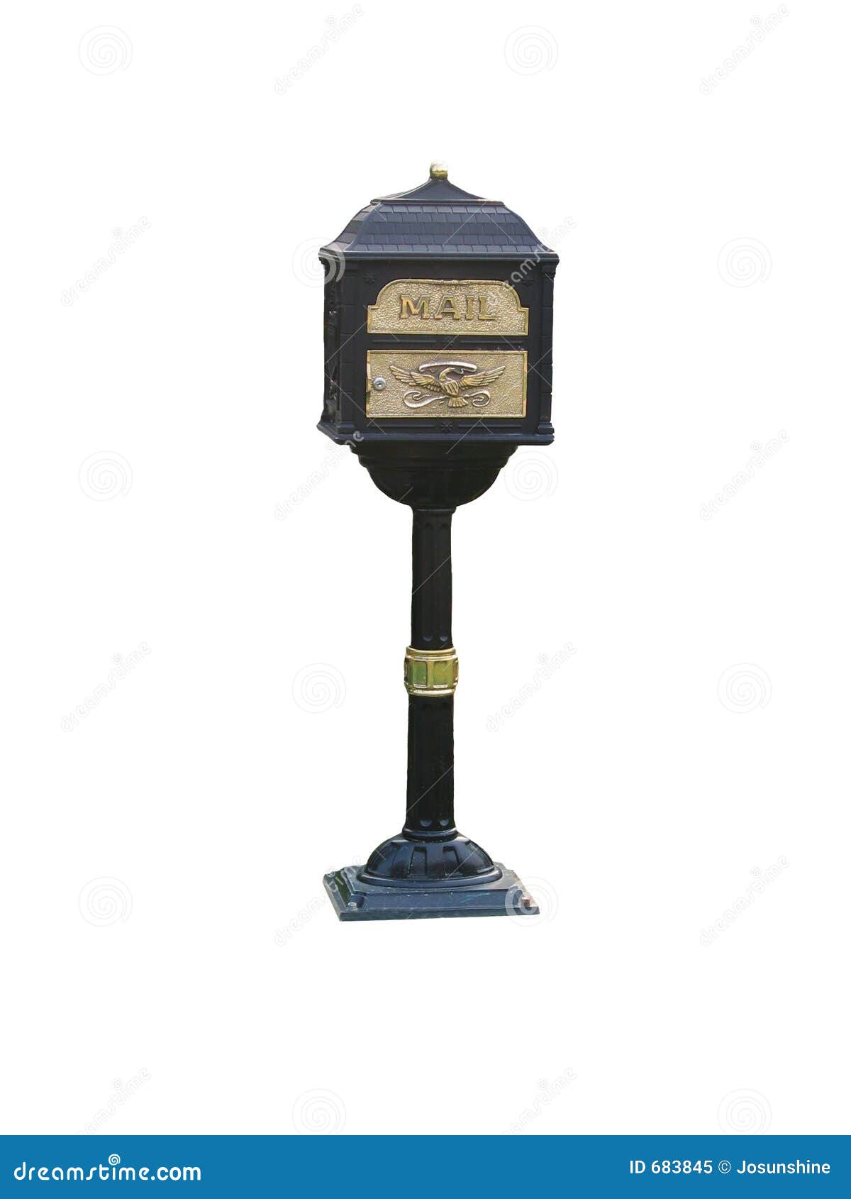 Black Iron Mailbox stock image. Image of gold, background 683845