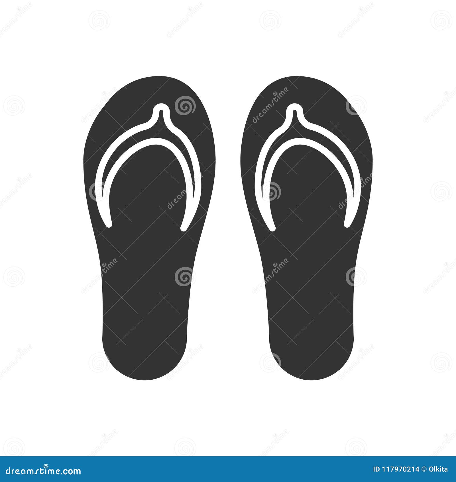 Black Isolated Icon Of Flip-flop On White Background. Icon Of Flip Flop ...