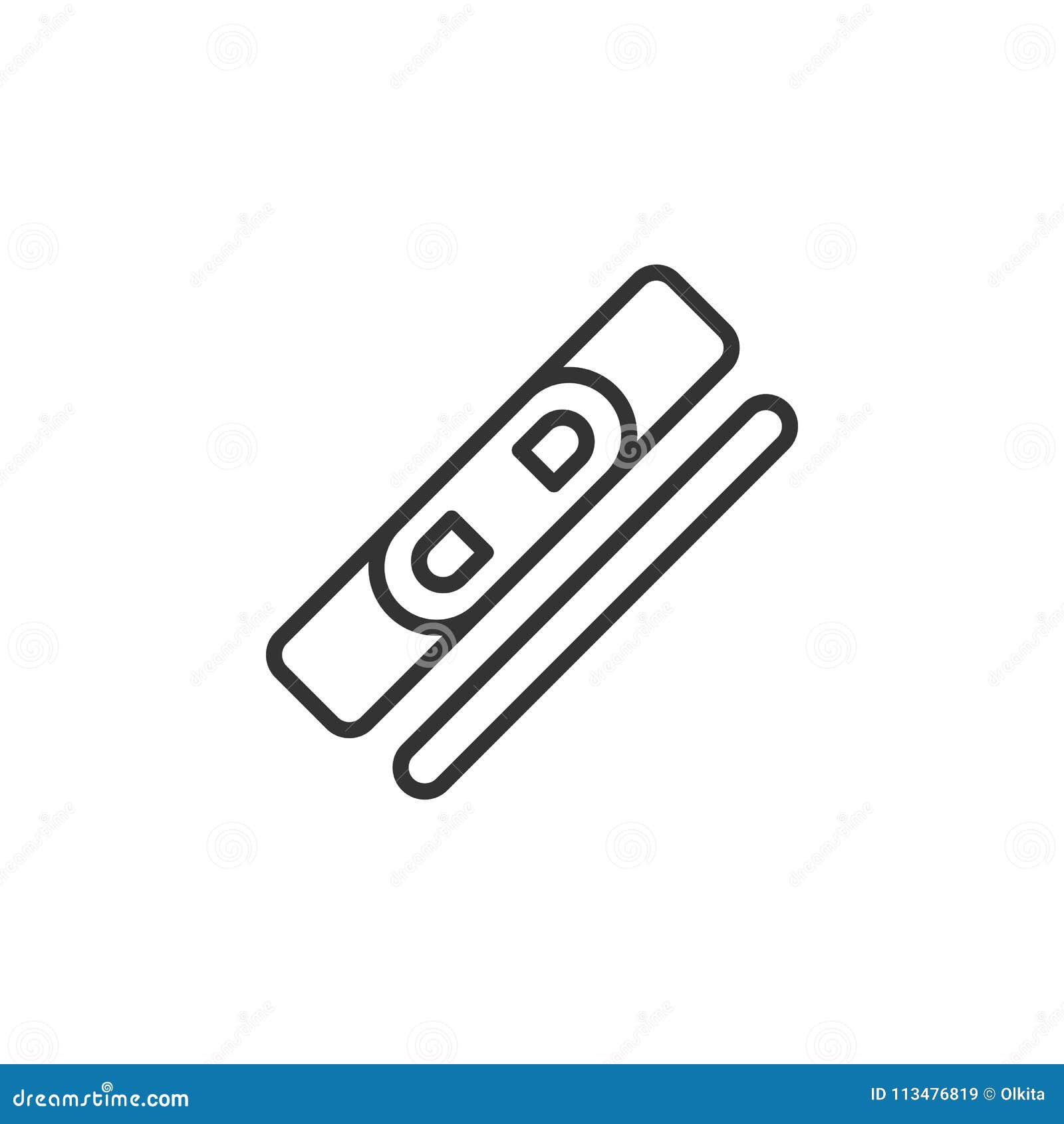 black  outline icon of clave on white background. line icon of percussion musical instrument.