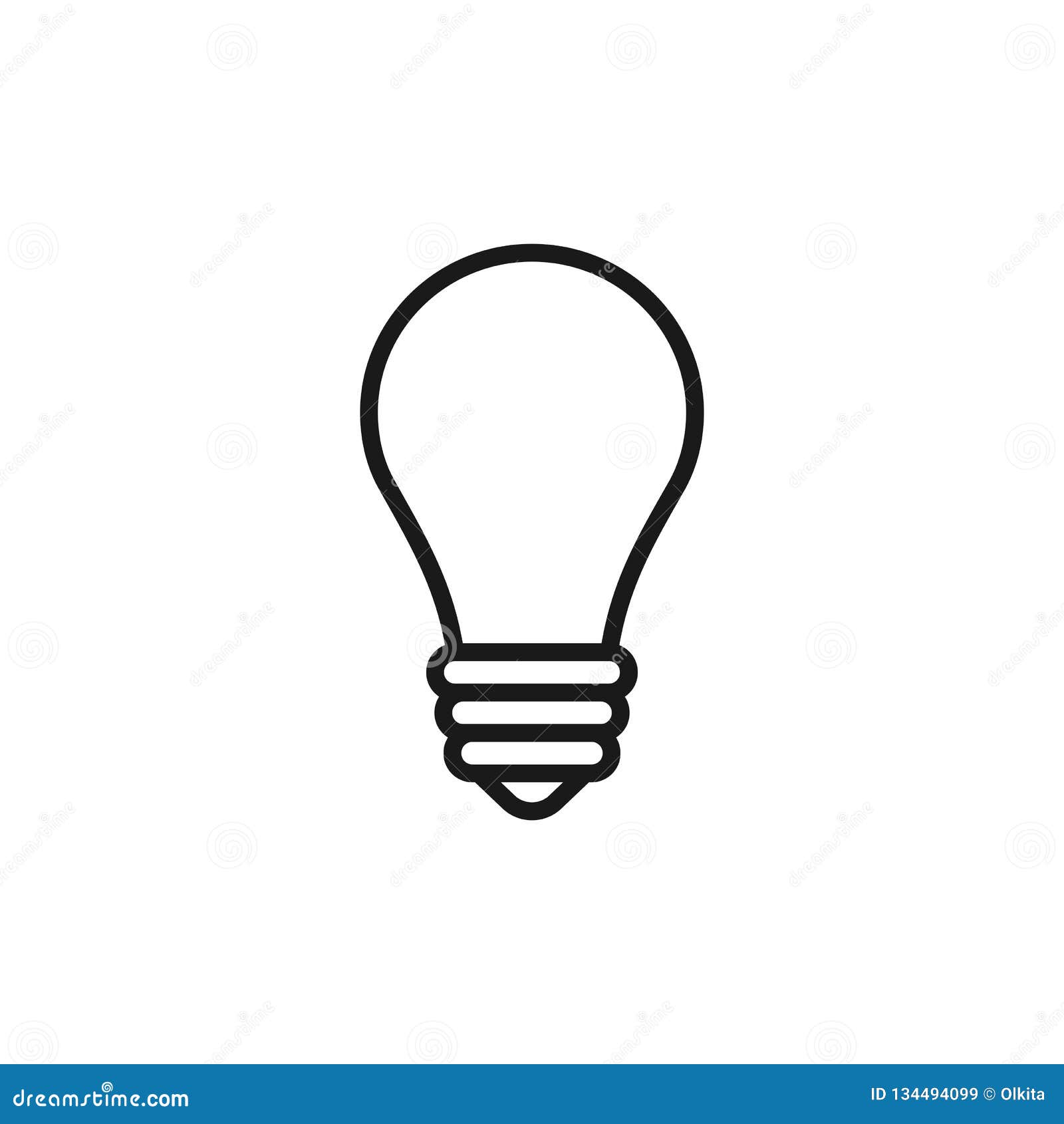 Black Isolated Outline Icon of Light Bulb on White Background. Line Icon of  Lamp Stock Vector - Illustration of illumination, innovation: 134494099