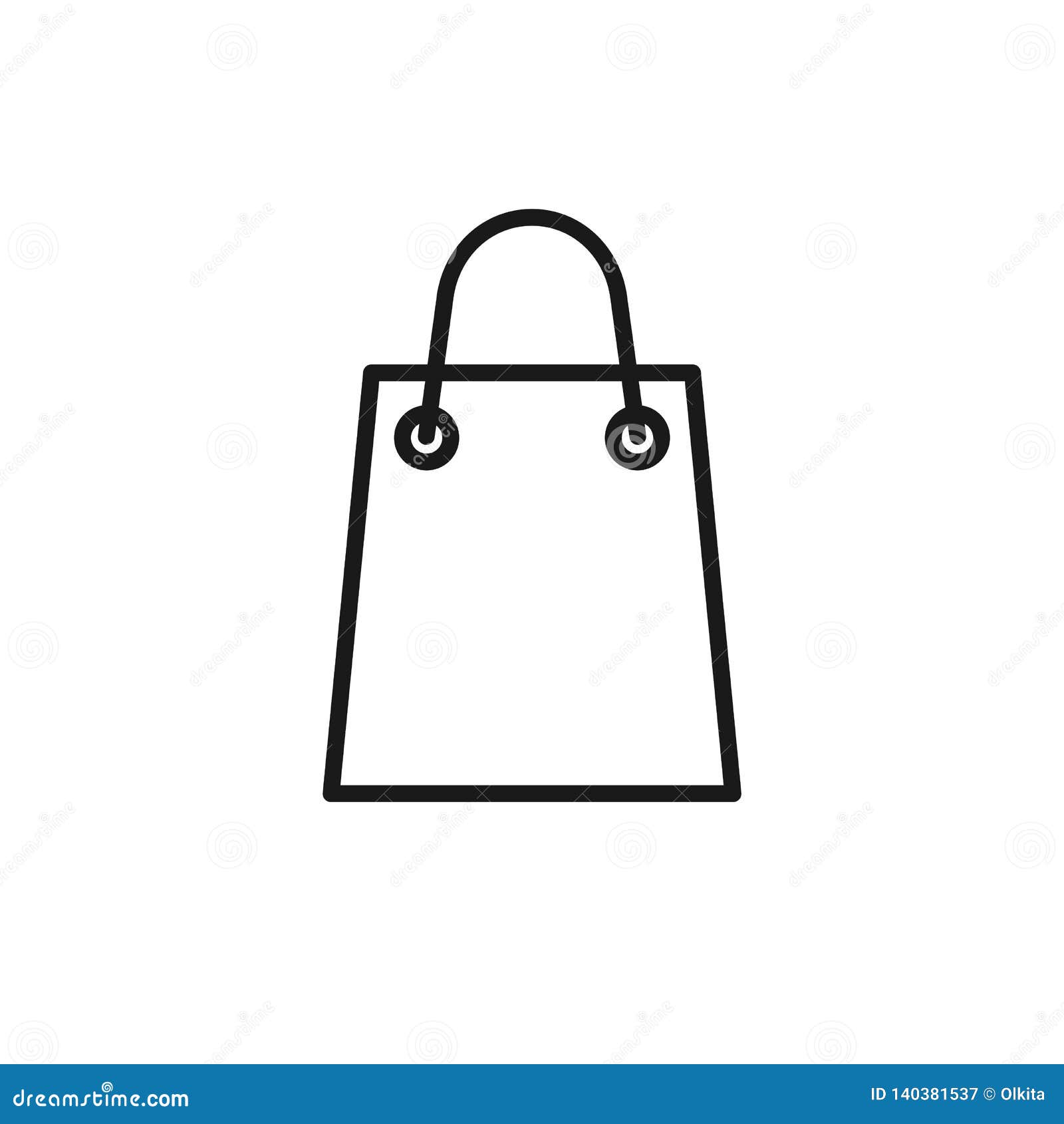 Black Isolated Outline Icon of Shopping Bag on White Background. Line ...