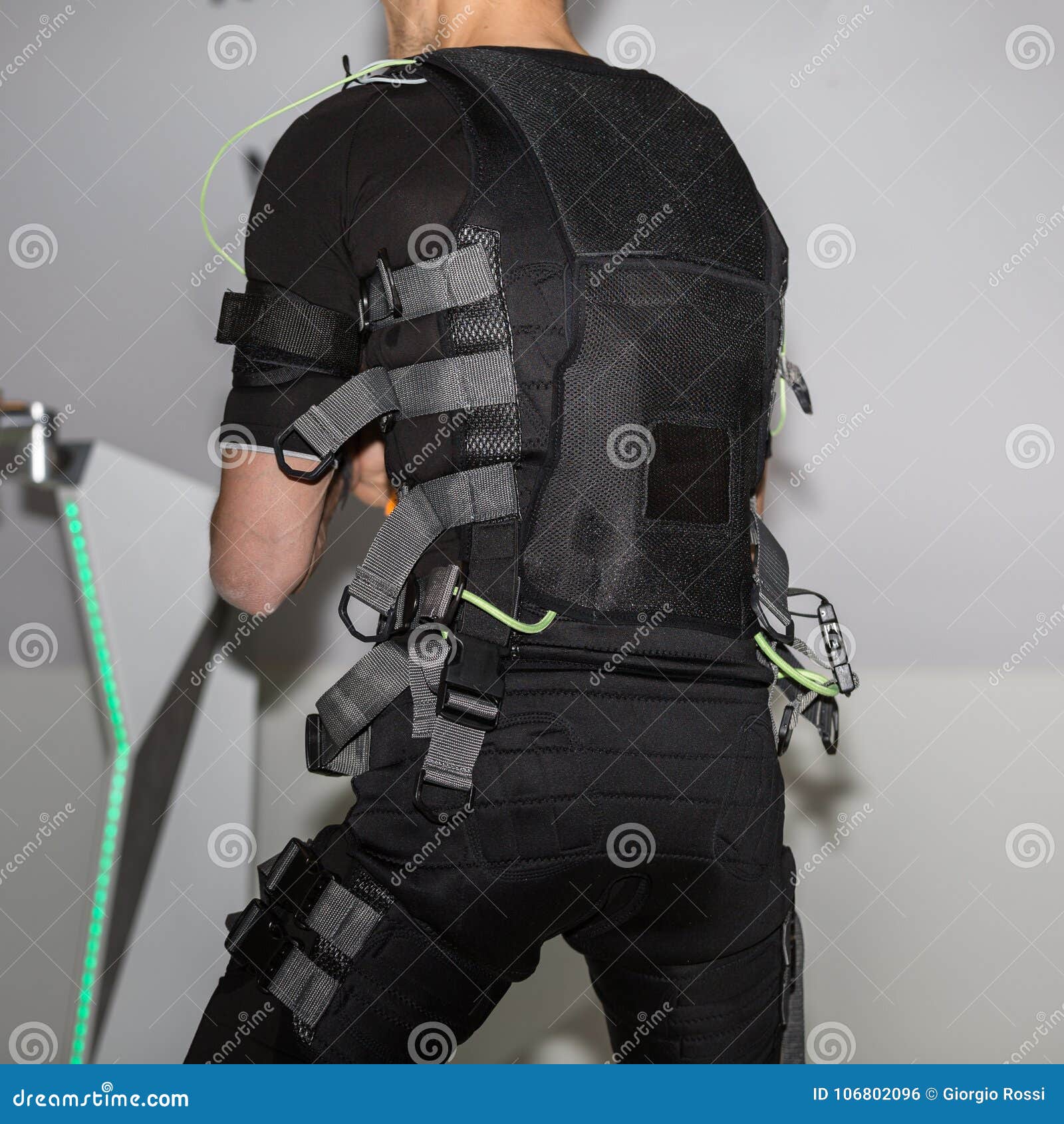 Black Jacket with Electrode Muscular Body Electrostimulation Stock