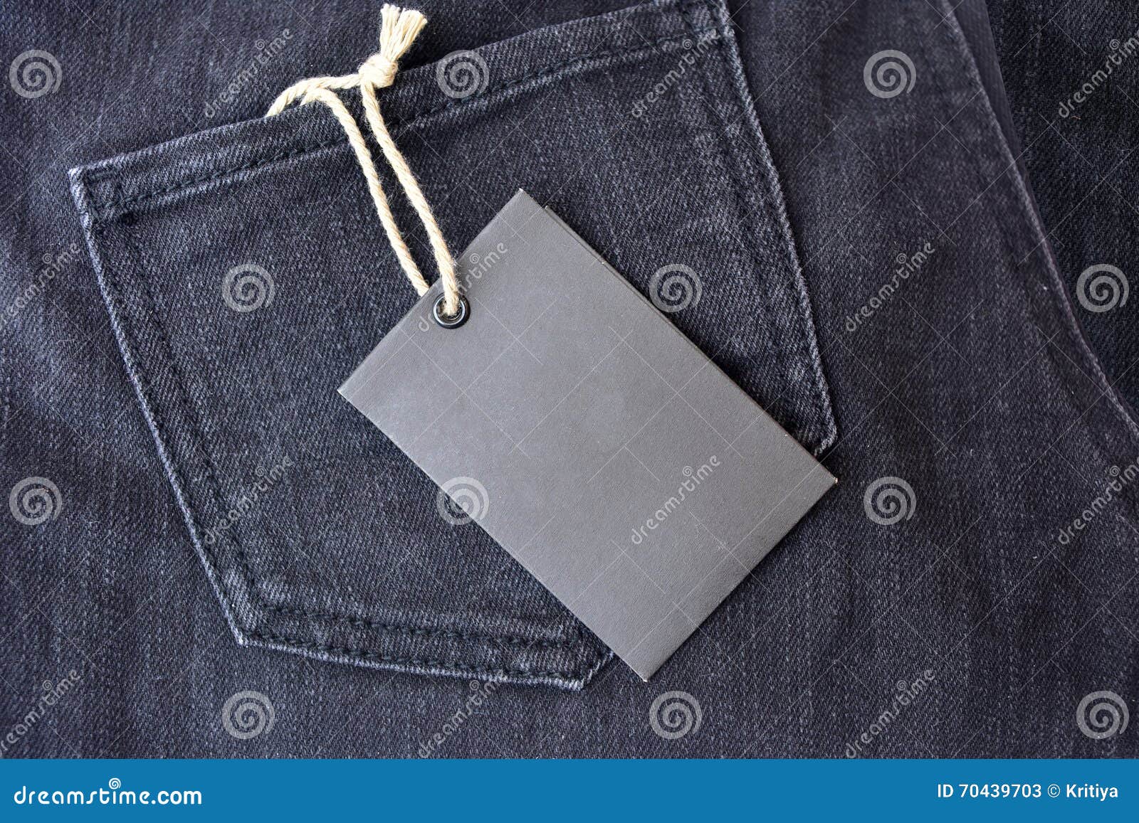 Black jeans with blank tag stock image. Image of fabric 70439703