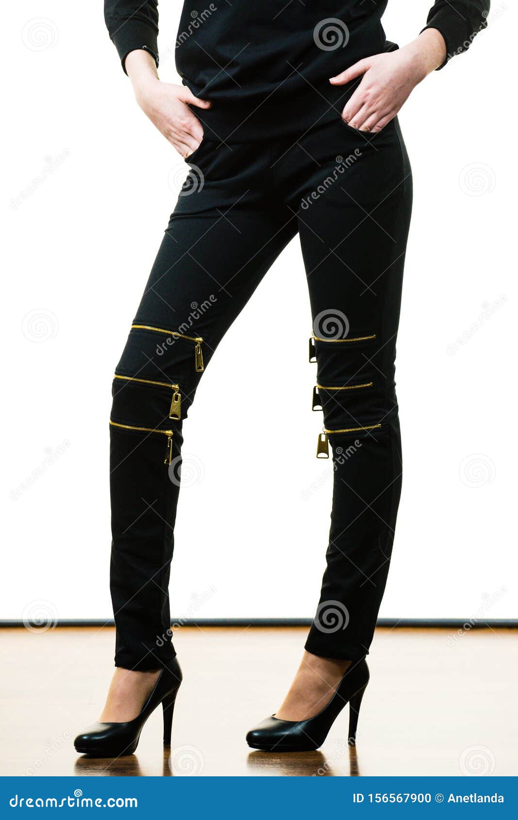 Black Jeans with High Heels Stock Photo - Image of detail, fashion ...