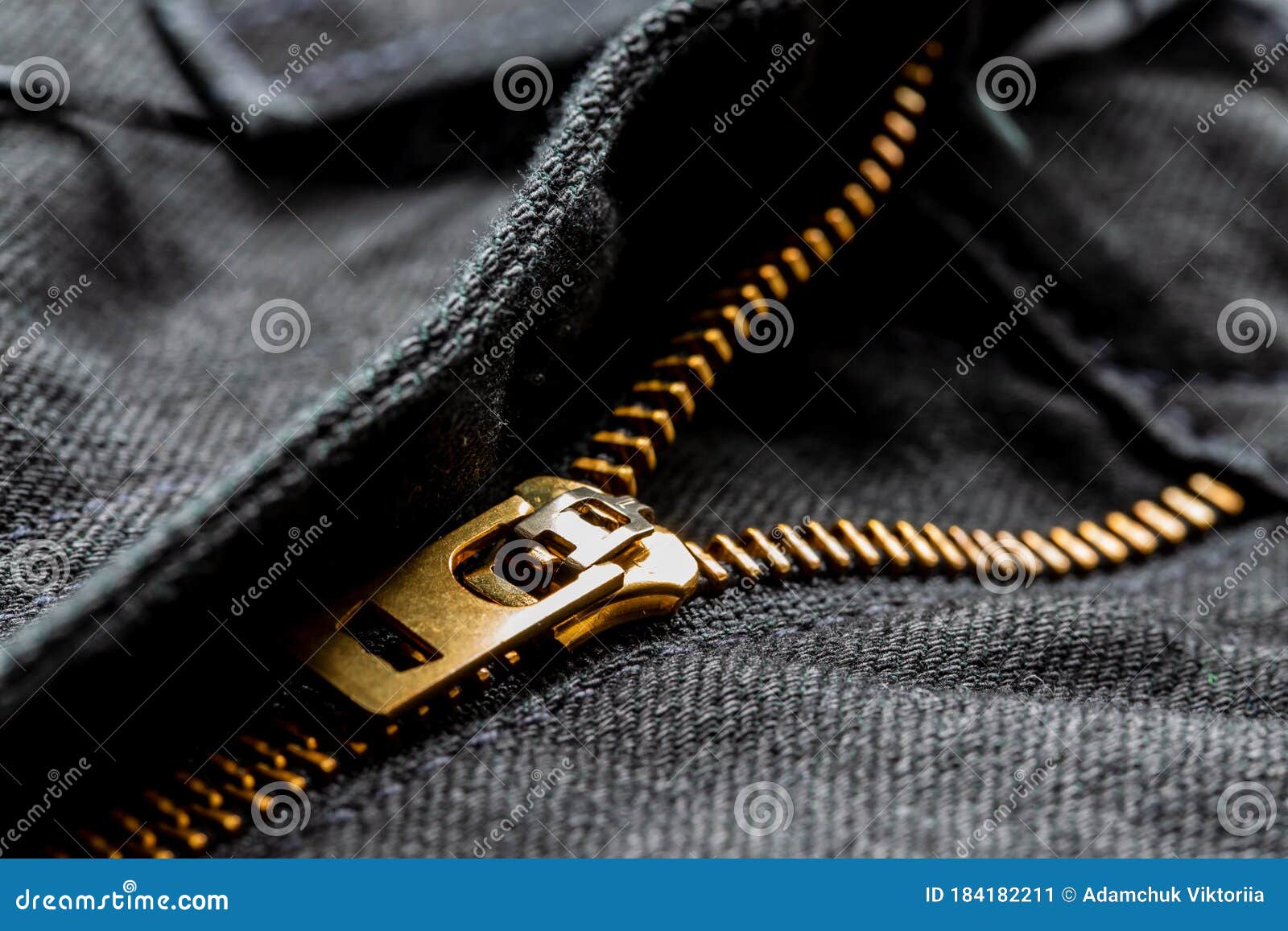 Black Jeans with Lock Zipper. Close Up Background Stock Image - Image ...