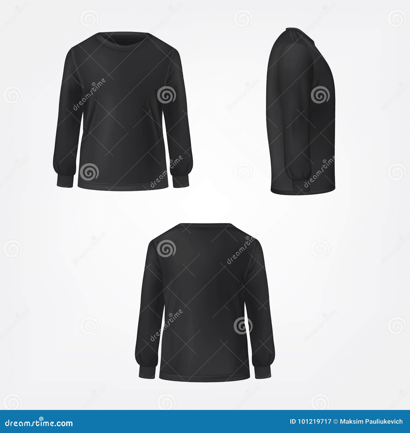 Black Jumper Three Sides View Realistic Vector Stock Vector ...