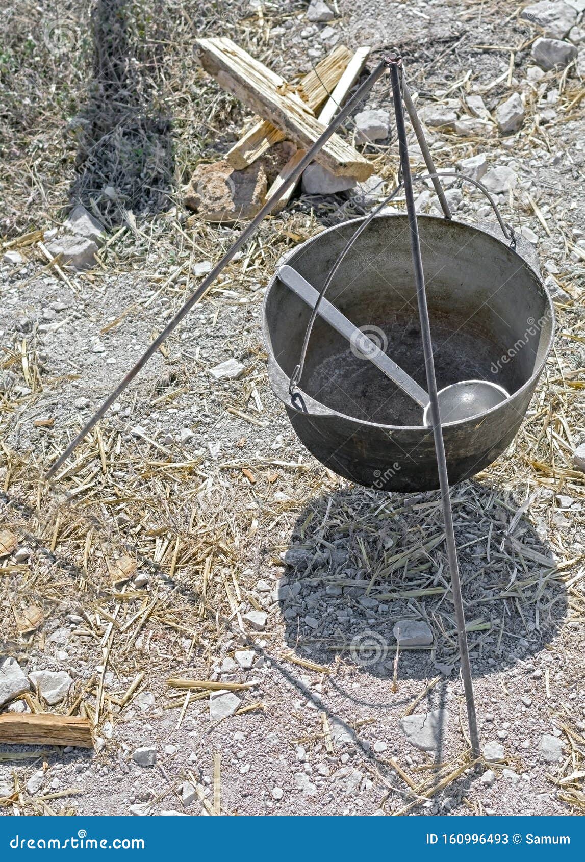 Black Kettle for Campfire on Tripod Stock Image Image of cast, lunch