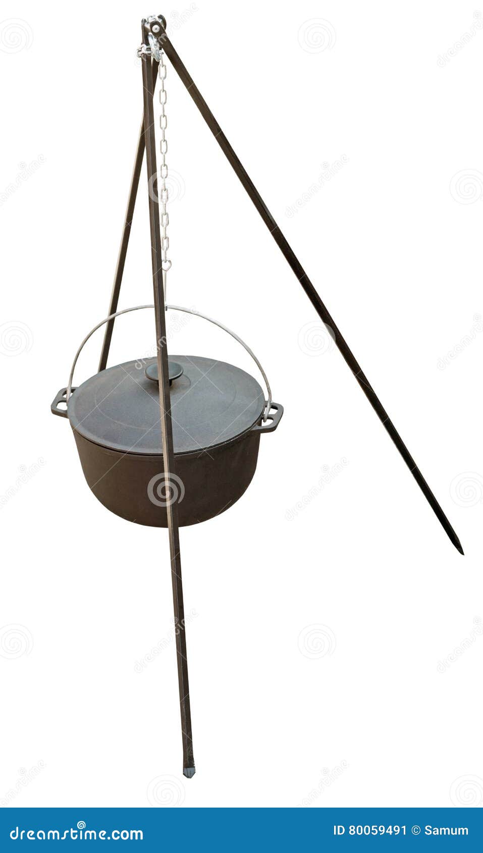 Black Kettle for Campfire on Tripod Stock Image Image of dinner