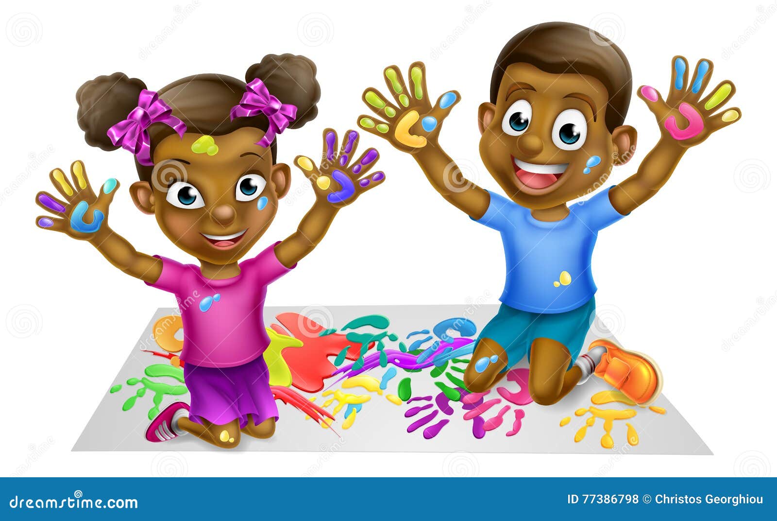 black kids playing clip art