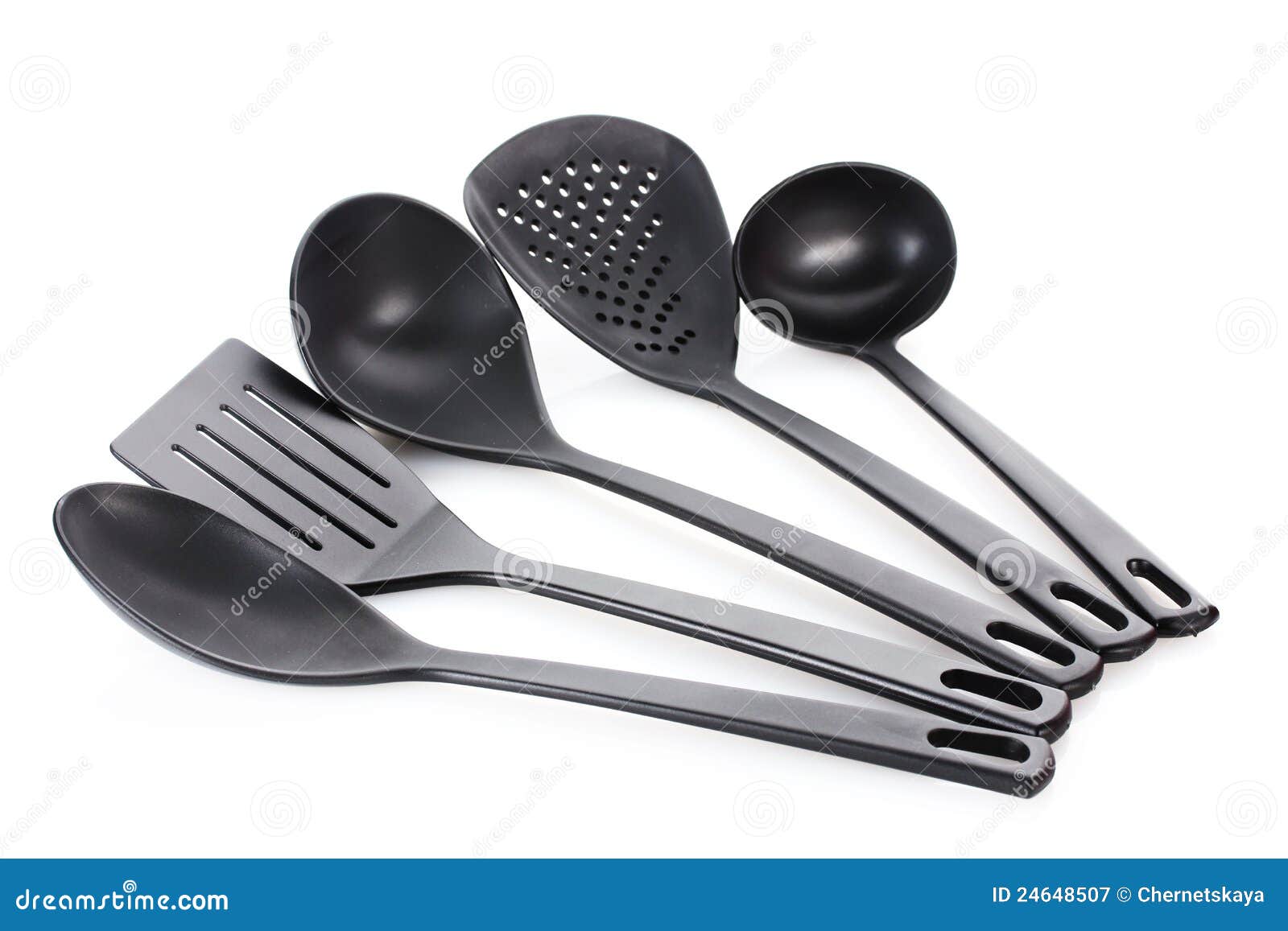 Black kitchen utensils stock image. Image of home, spoon 24648507