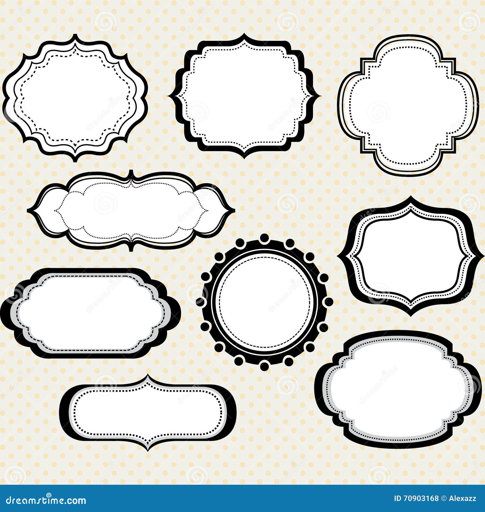 Black Label Frames,Elegant Ornate Frames Collections. Stock Vector