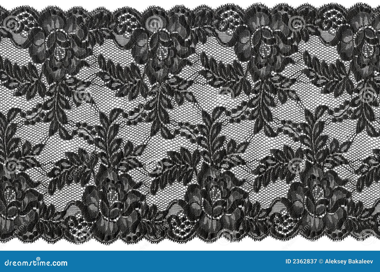 Flowered black lace on white background