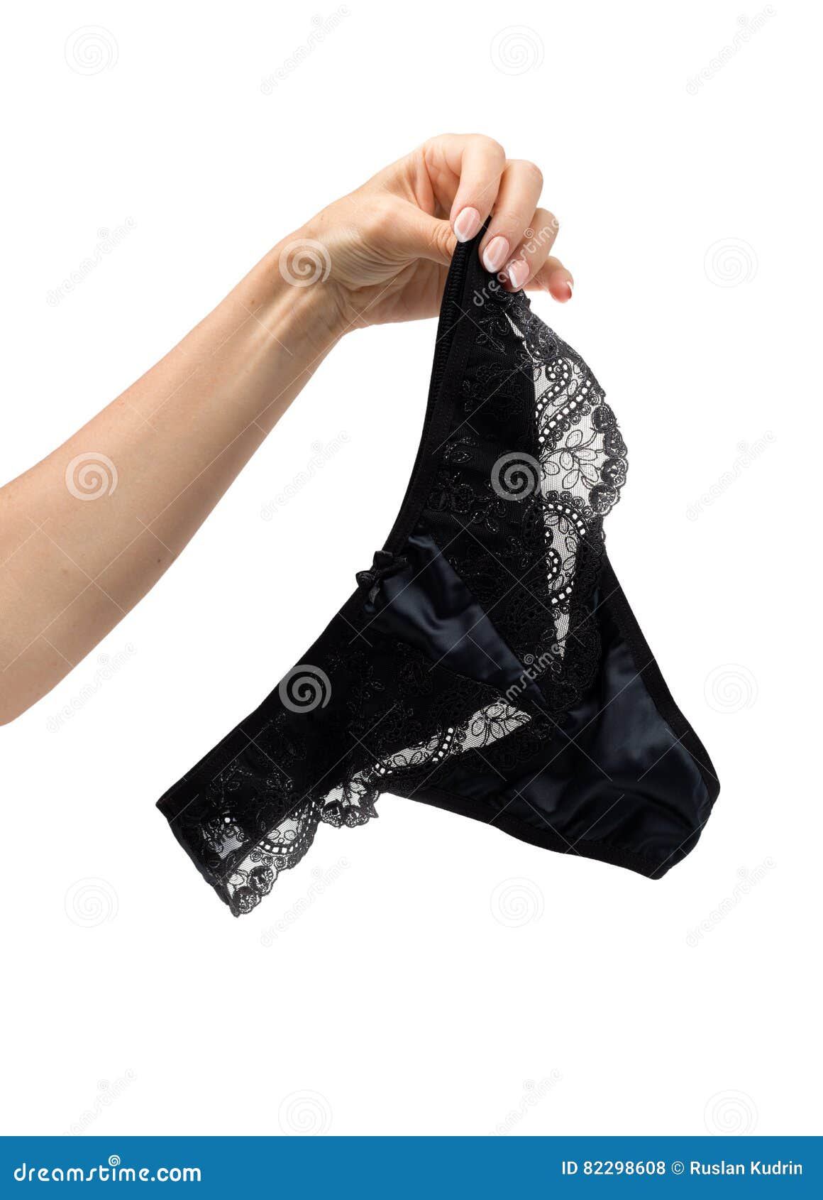 Black Lace Panties in a Female Hand Stock Photo Image of elegant