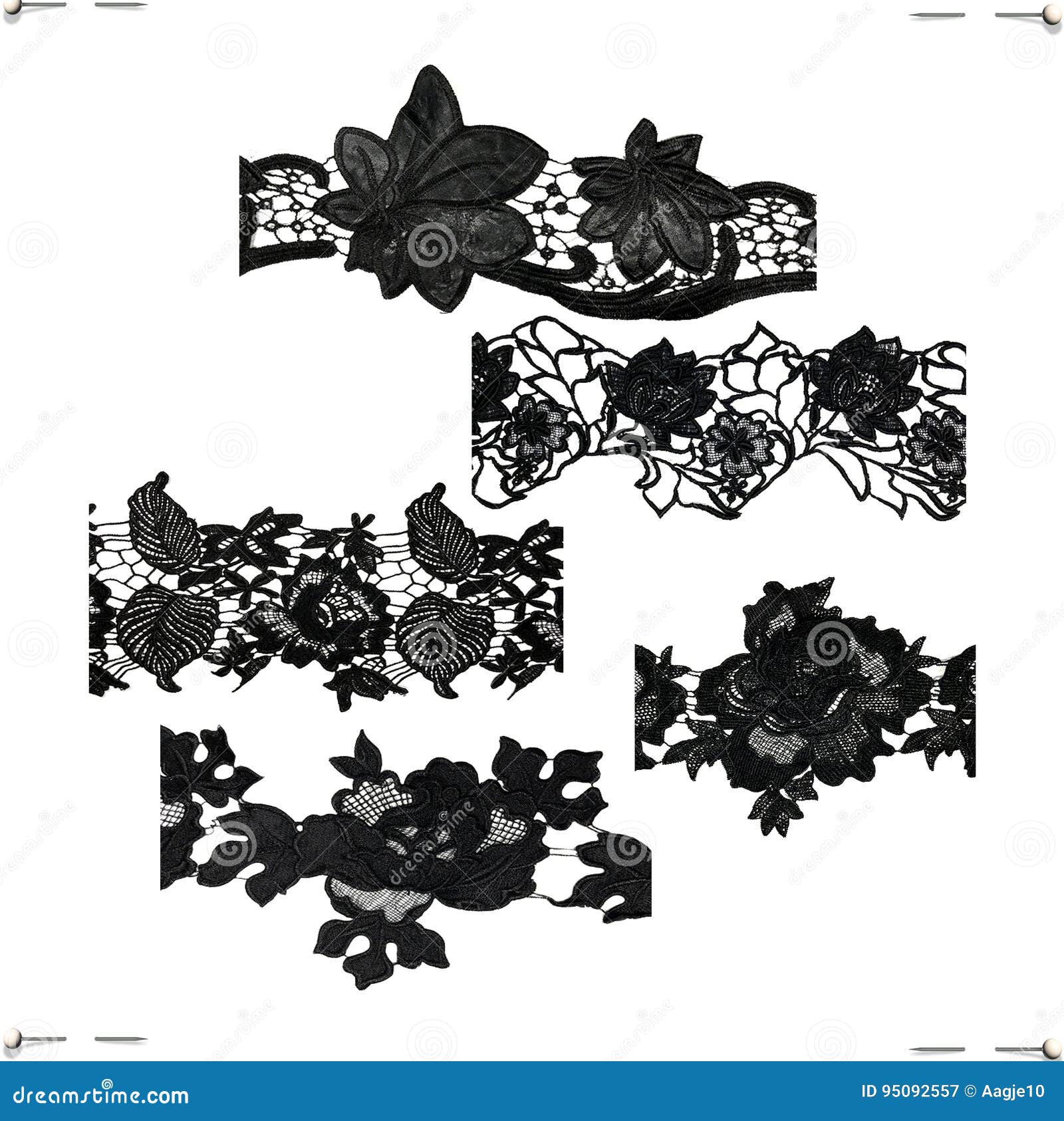 5 black lace pieces stock illustration. Illustration of lifestyle