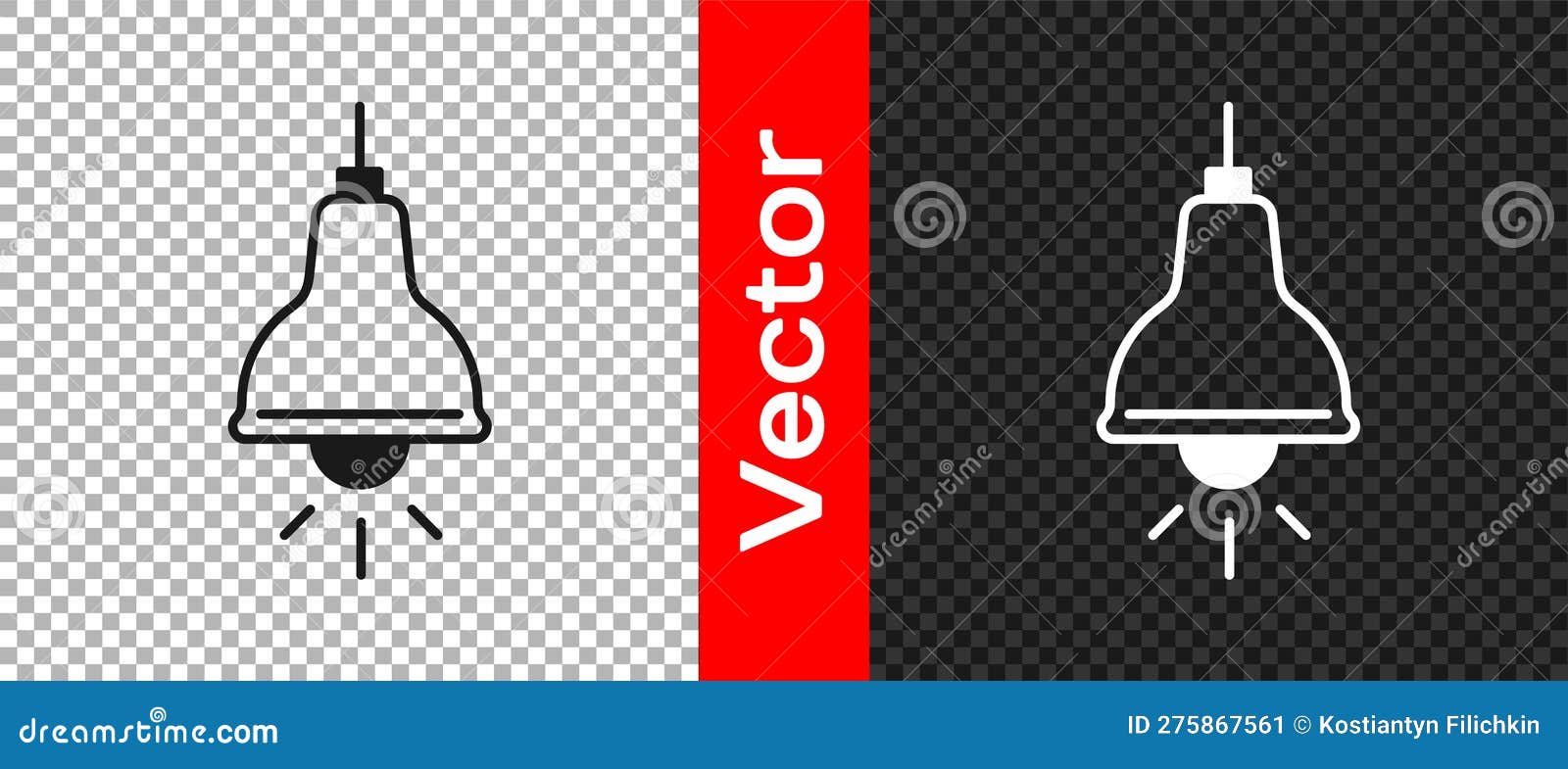 Black Lamp Hanging Icon Isolated on Transparent Background. Ceiling