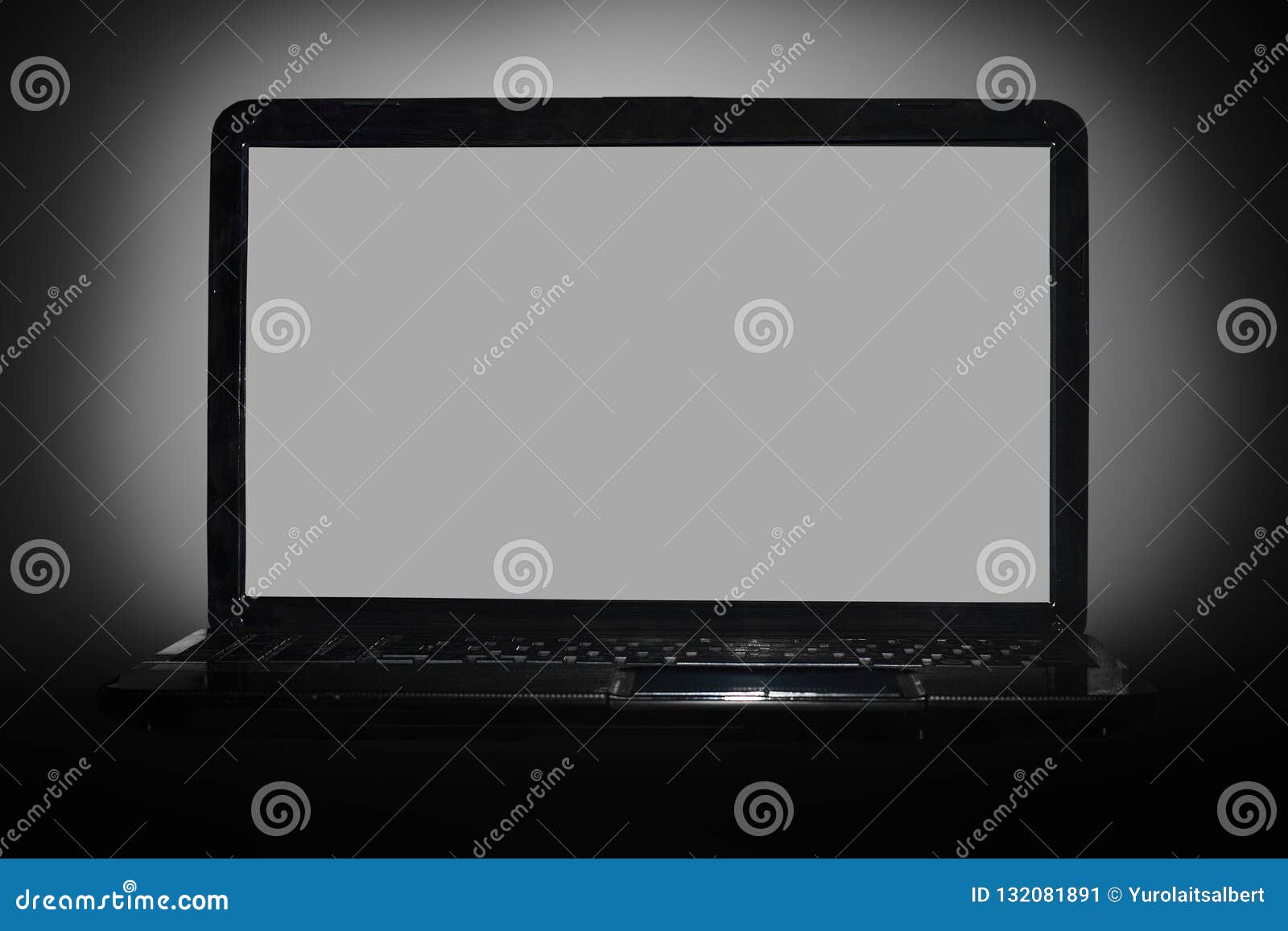 Black Laptop on Black Background with Reflection Stock Image Image of