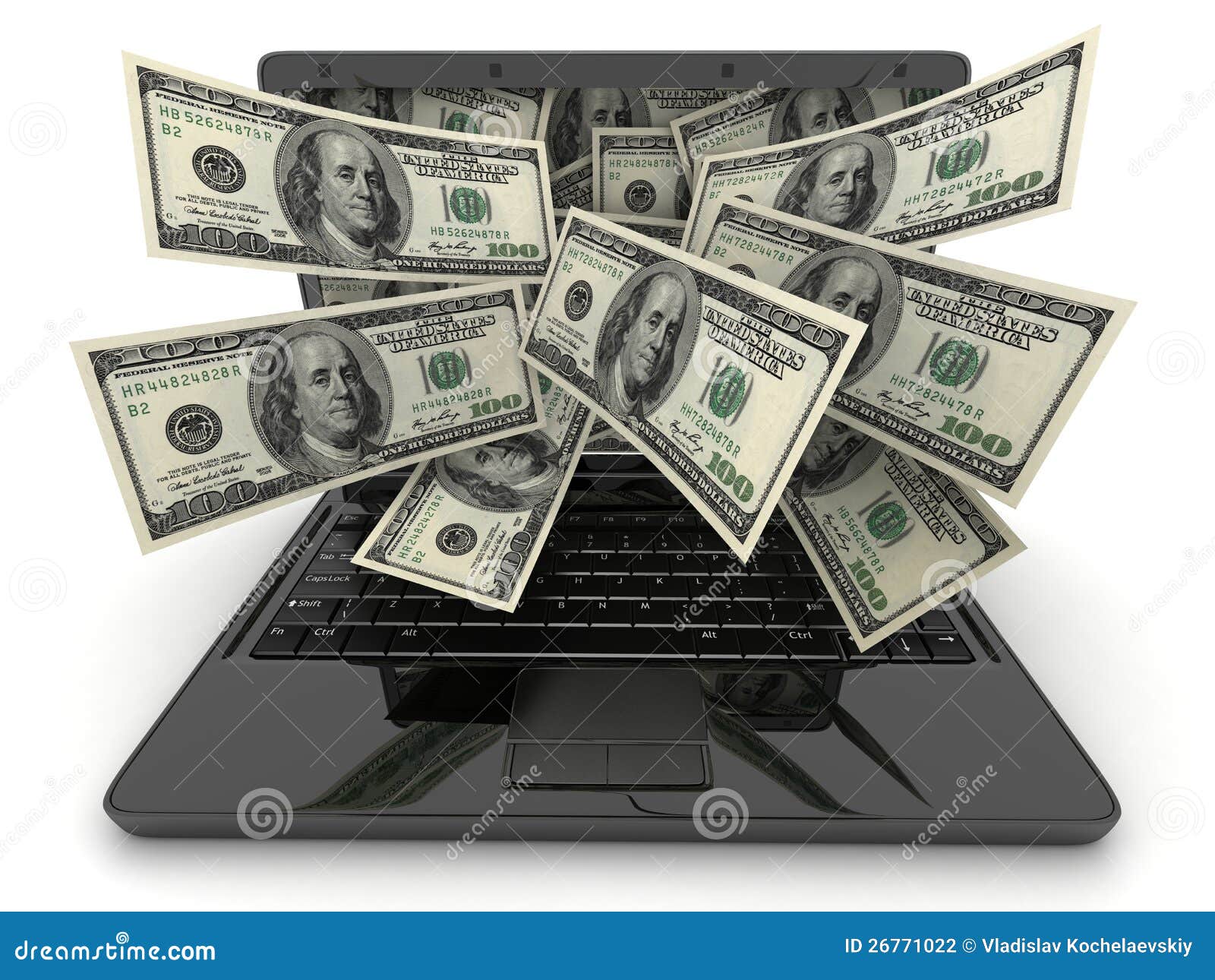 Black Laptop And Money Stock Photography - Image: 26771022