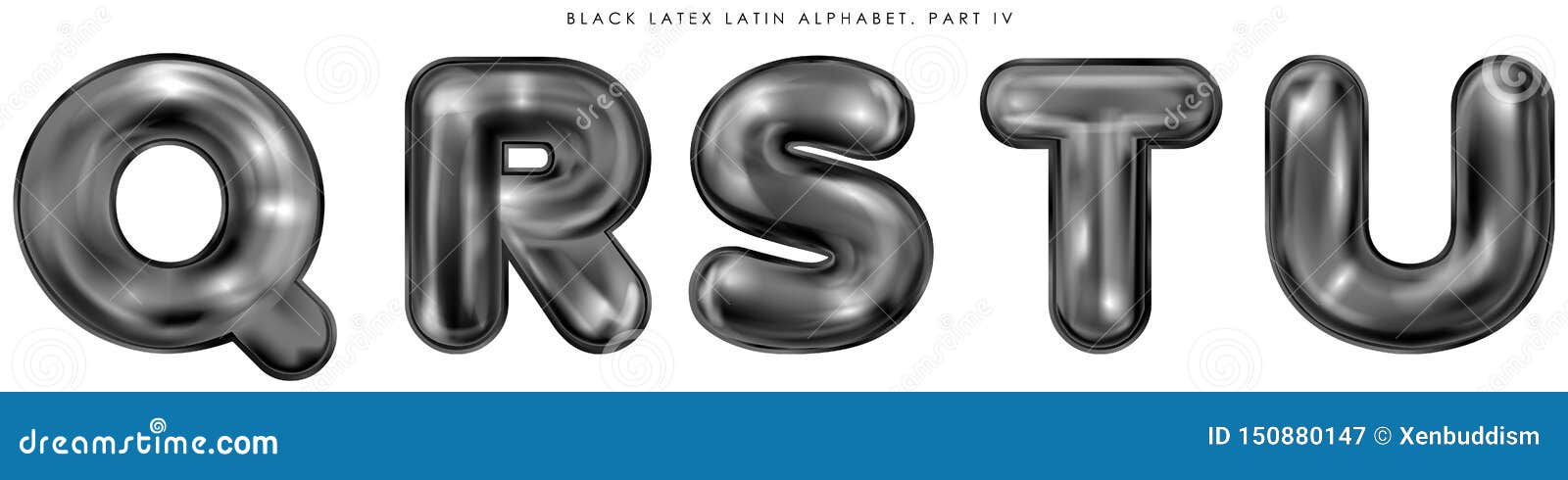 black latex inflated alphabet s q-r-s-t-u
