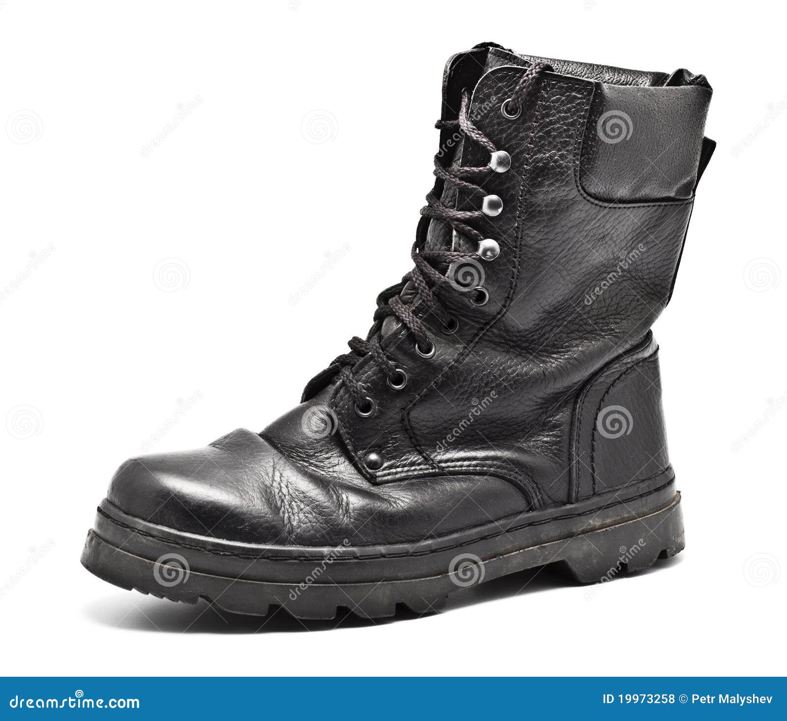 Black Leather Army Boot stock photo. Image of landings - 19973258