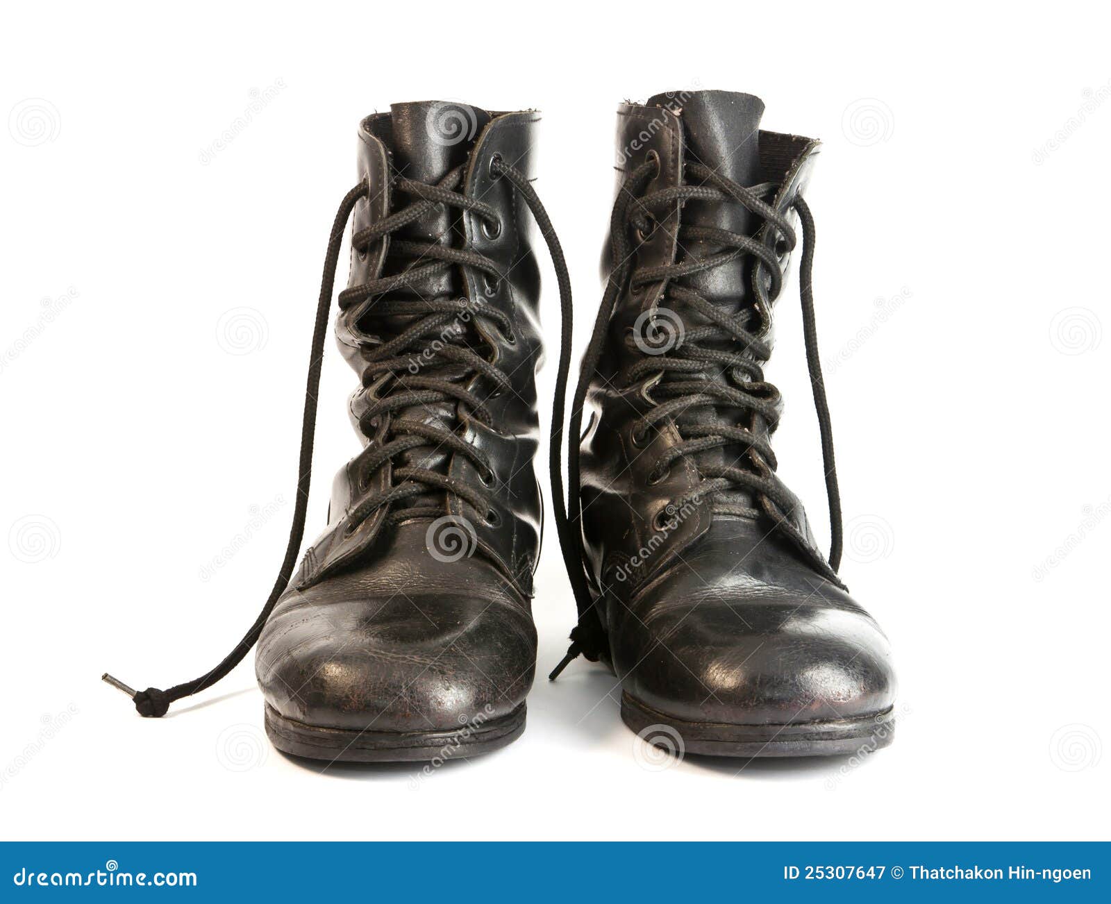 Black Leather Army Boots stock image. Image of dark, high - 25307647