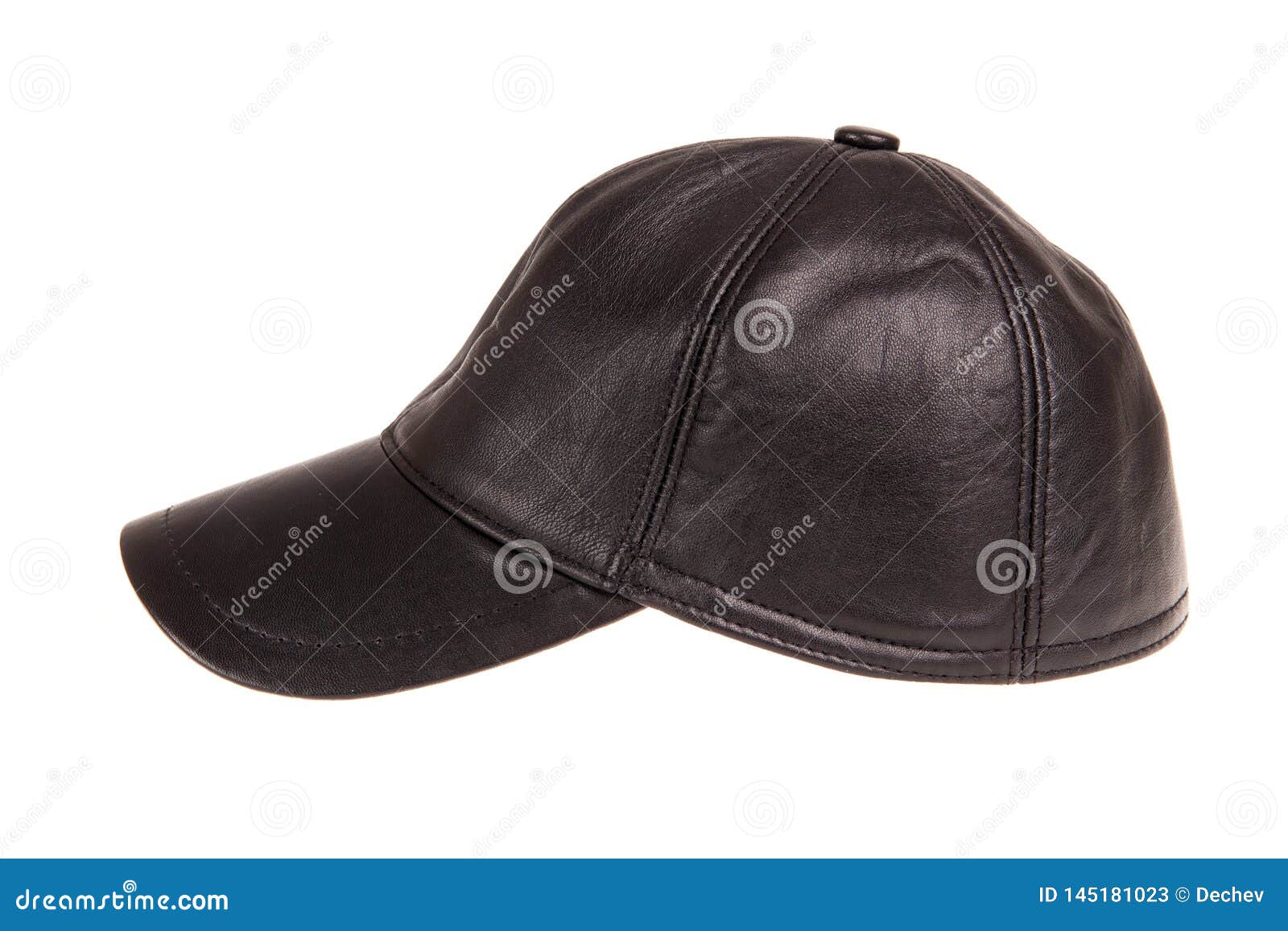 Black Leather Baseball Hat Isolated on White Stock Image Image of