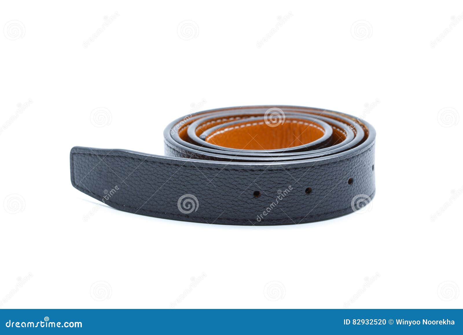 Black leather belt. stock photo. Image of black, hole 82932520