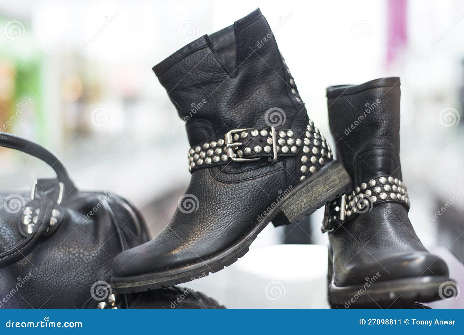 Black Leather Boot stock image. Image of black, footwear - 27098811