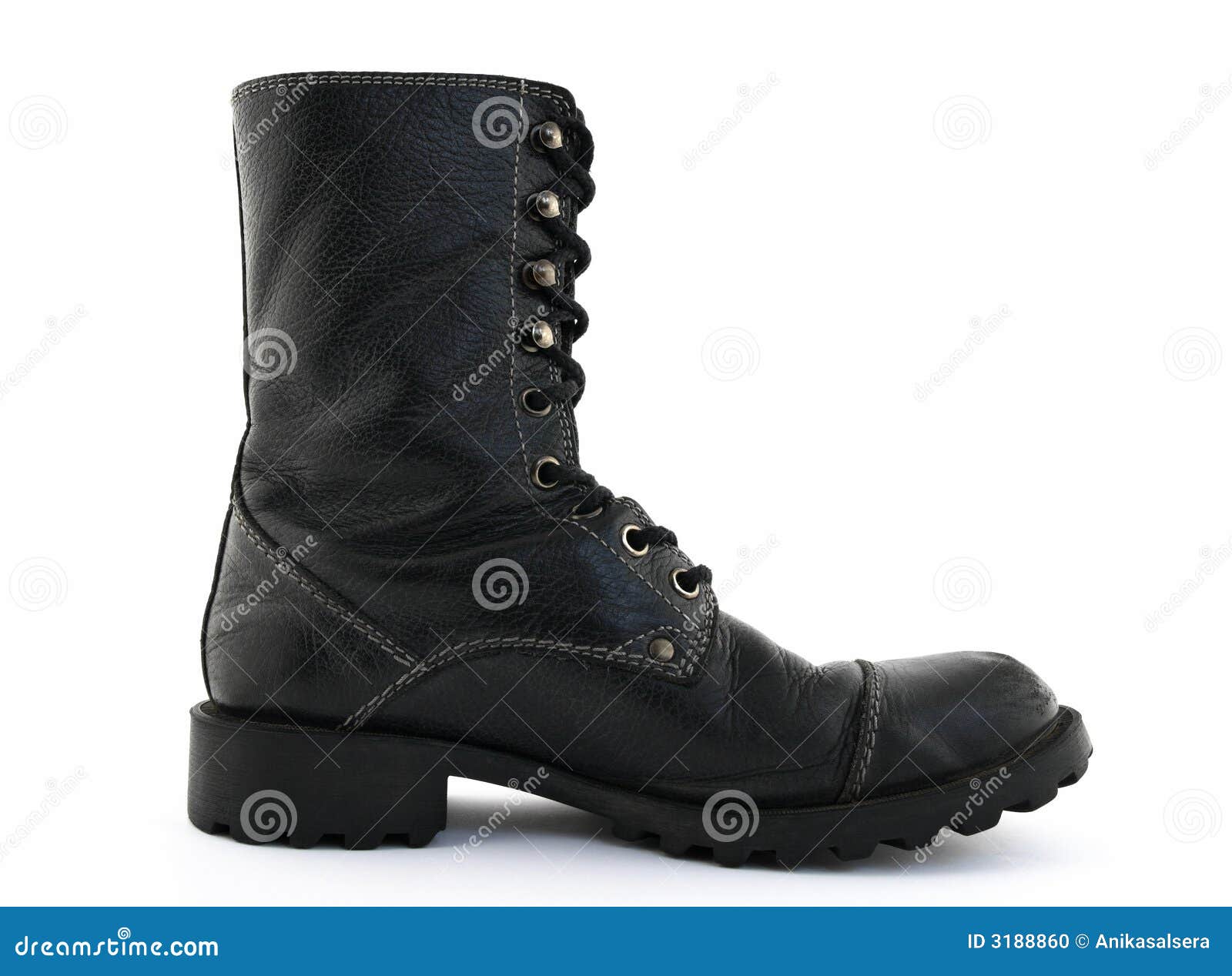 Black leather boot stock photo. Image of lacing, lace - 3188860