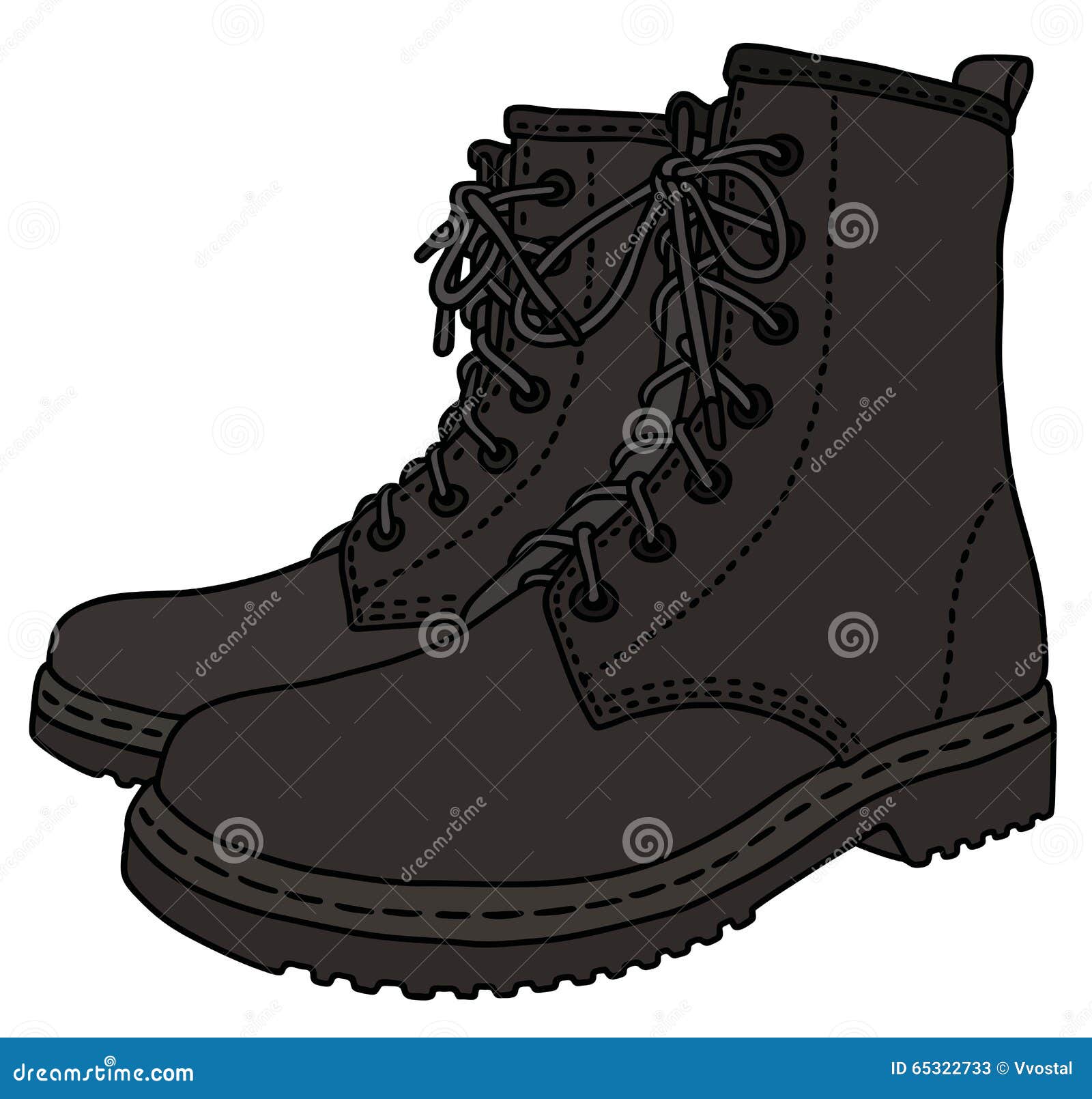 Black leather boots stock vector. Illustration of army - 65322733