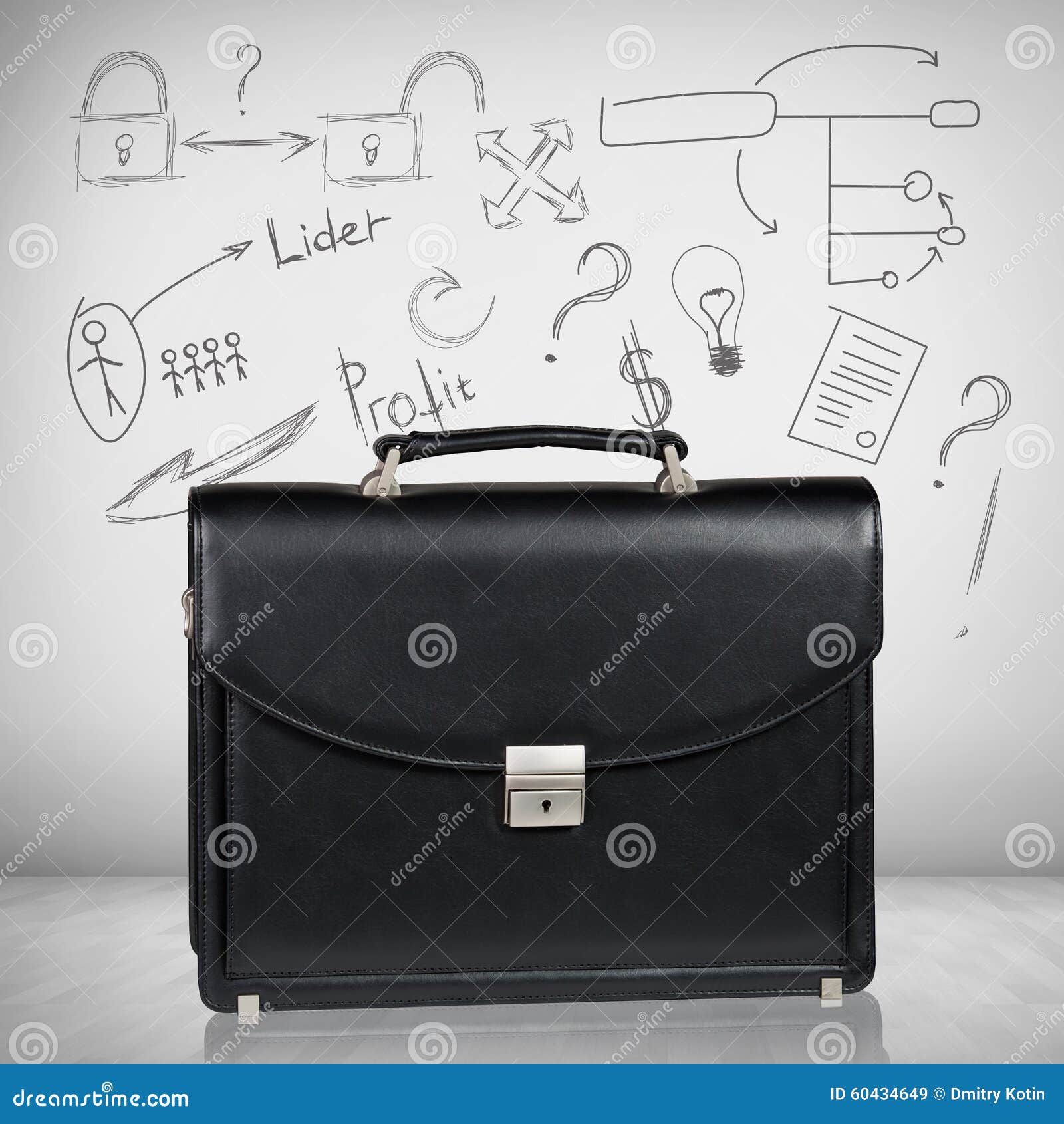 Black leather briefcase stock image. Image of handle - 60434649