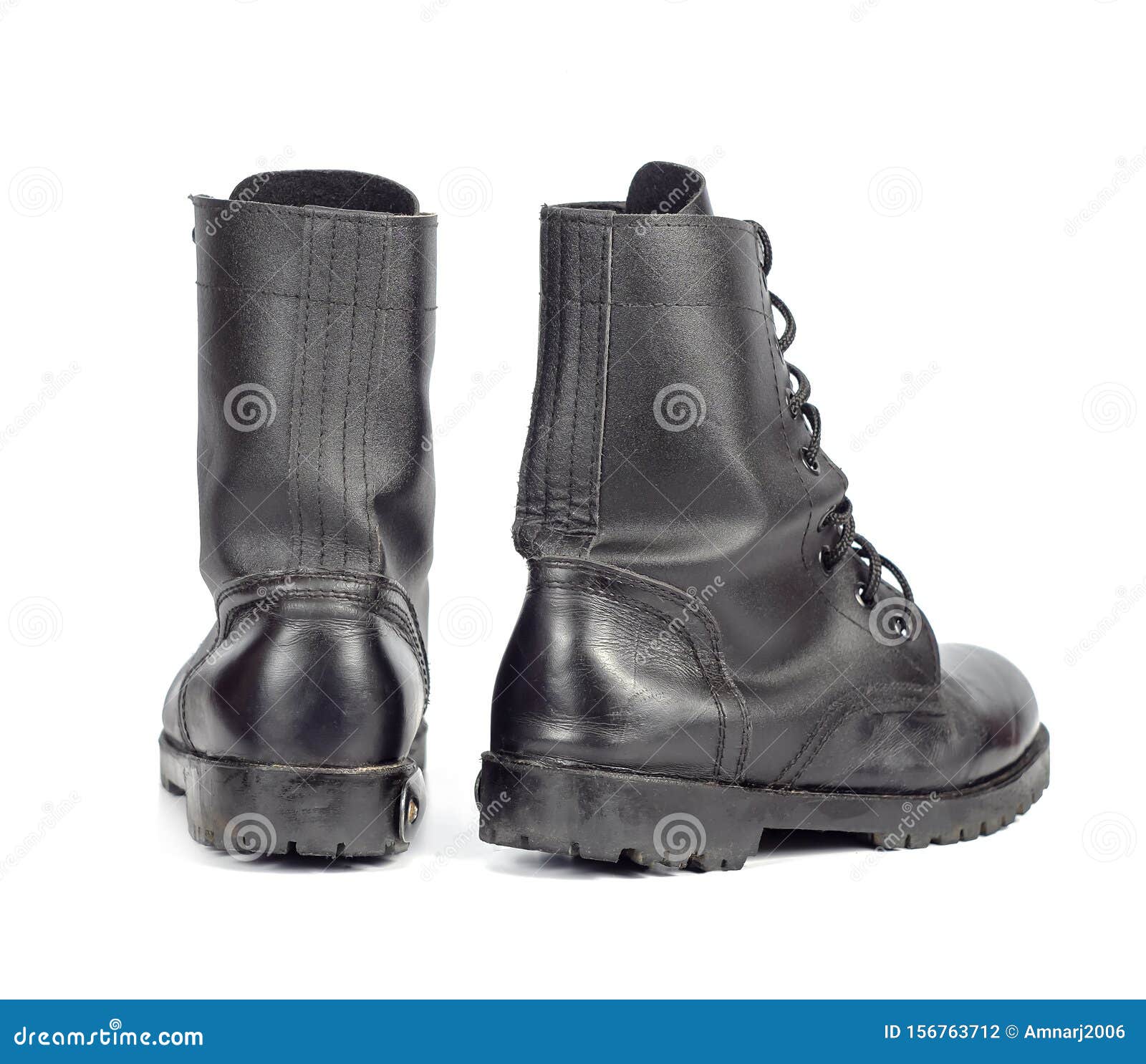 Black Leather Combat Boot or Army Boots Stock Photo - Image of shoes ...