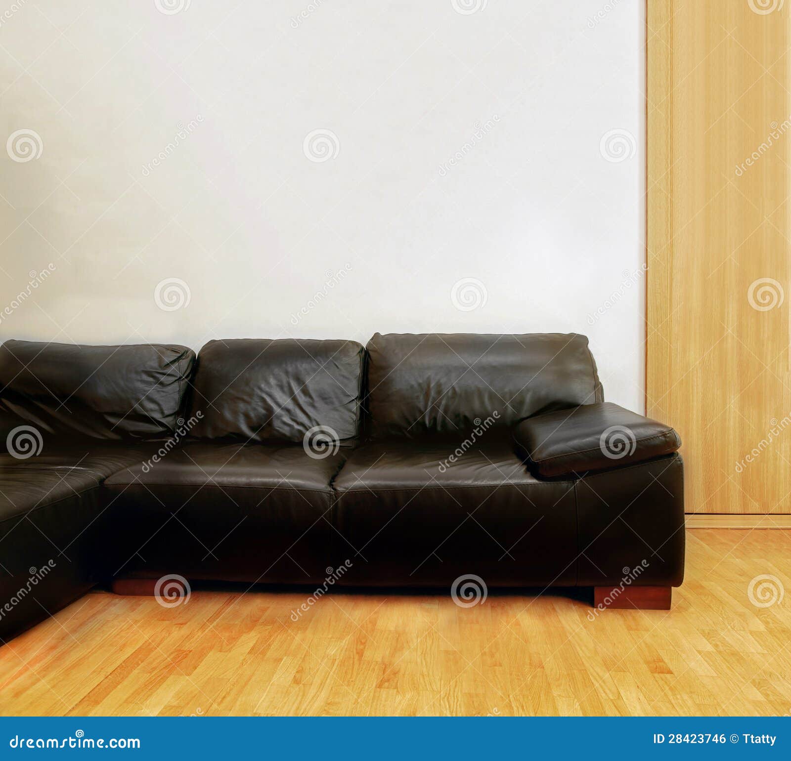 Black leather couch stock photo. Image of black, indoor 28423746