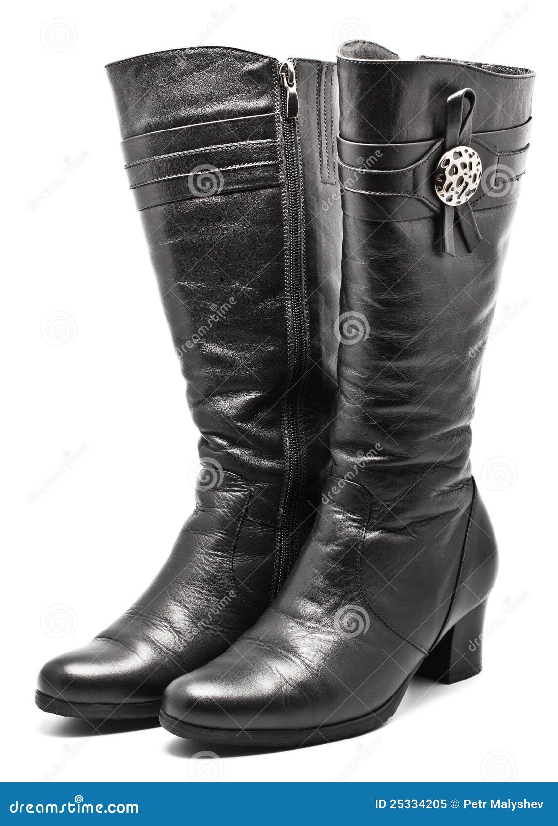 Black Leather Female Boots stock image. Image of elegant 25334205