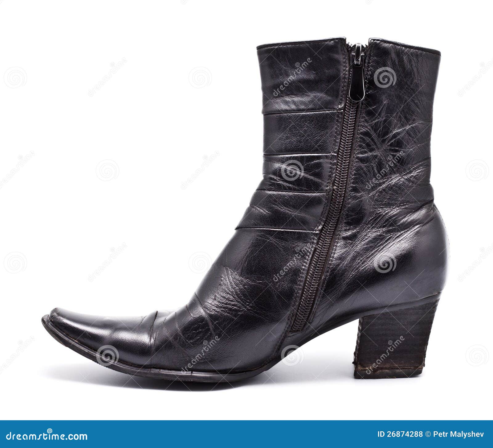 Black Leather Female Boots stock photo. Image of beautiful 26874288