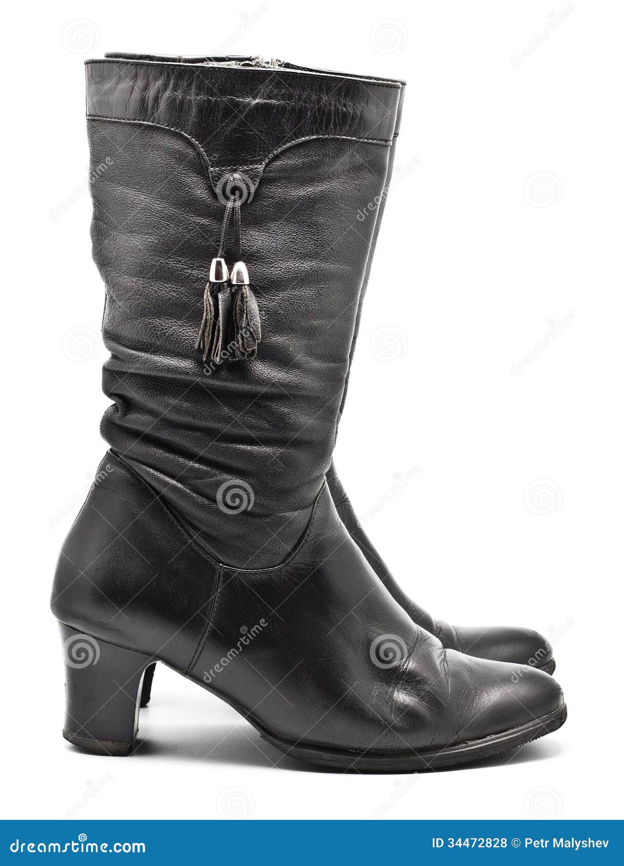 Black Leather Female Boots stock photo. Image of heels 34472828