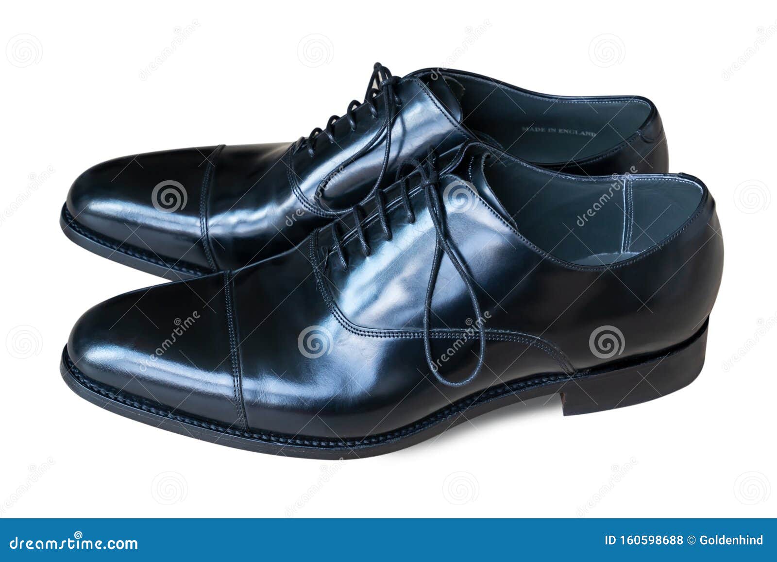 The Black Leather Glossy Oxford Shoes Isolated on White Background ...