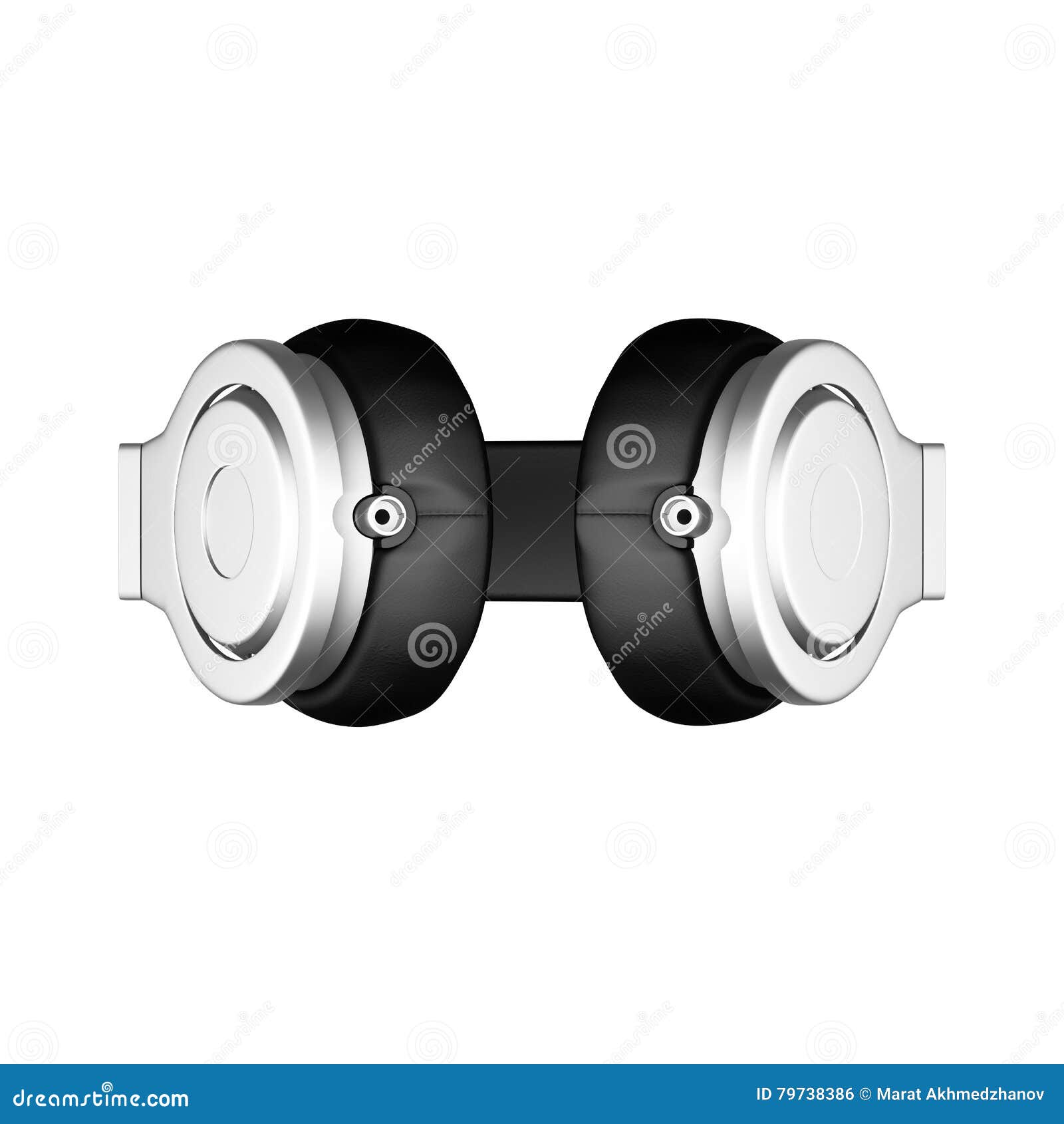 Black Leather Headphones Isolated On White Background D Illustration
