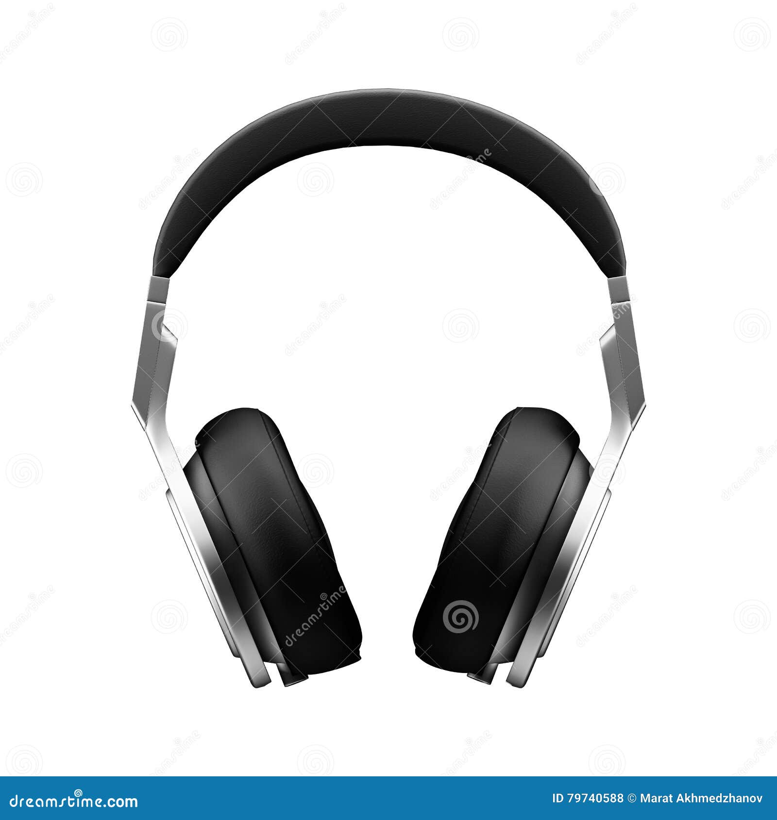 Black Leather Headphones Isolated On White Background D Illustration