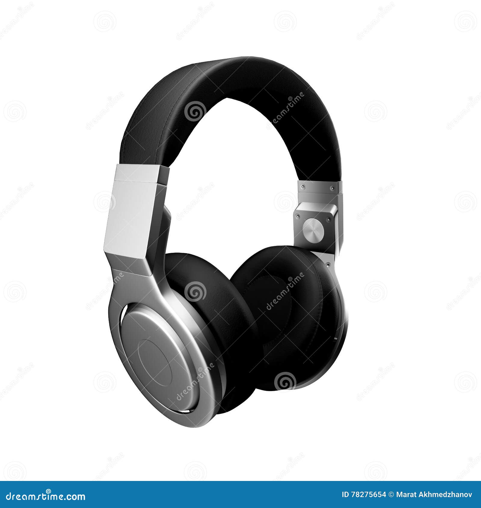 Black Leather Headphones On White Background D Illustration Render
