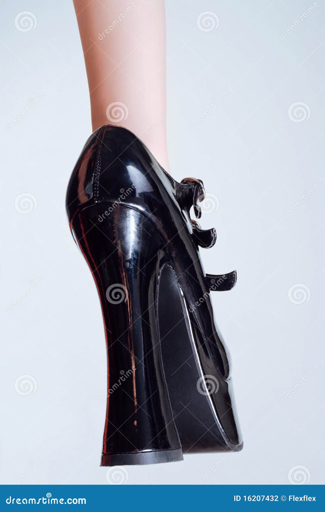 Black Leather Highheel Shoe Stock Photo Image of high, footwear
