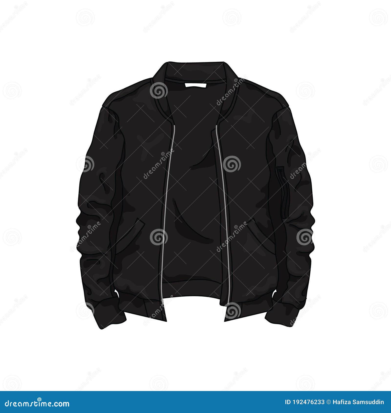 Black Leather Jacket. Vector Illustration Decorative Design Stock