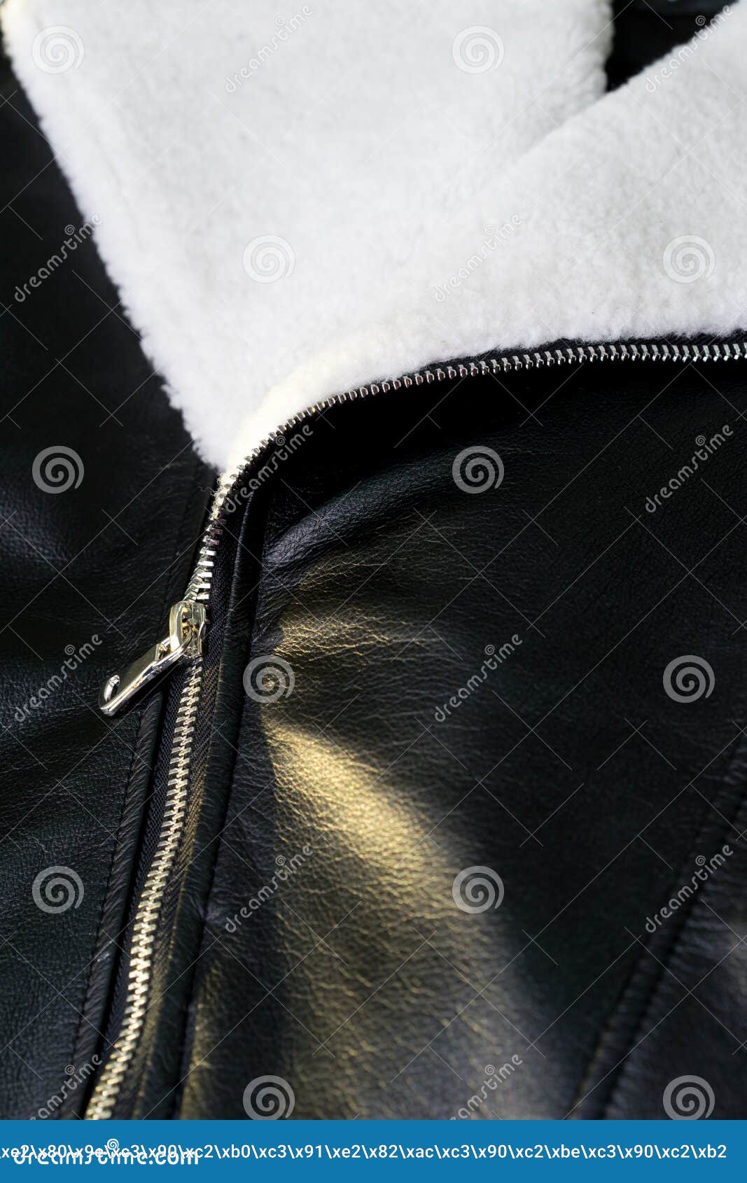 Black Leather Jacket Zipper Close Up Stock Image Image of biker