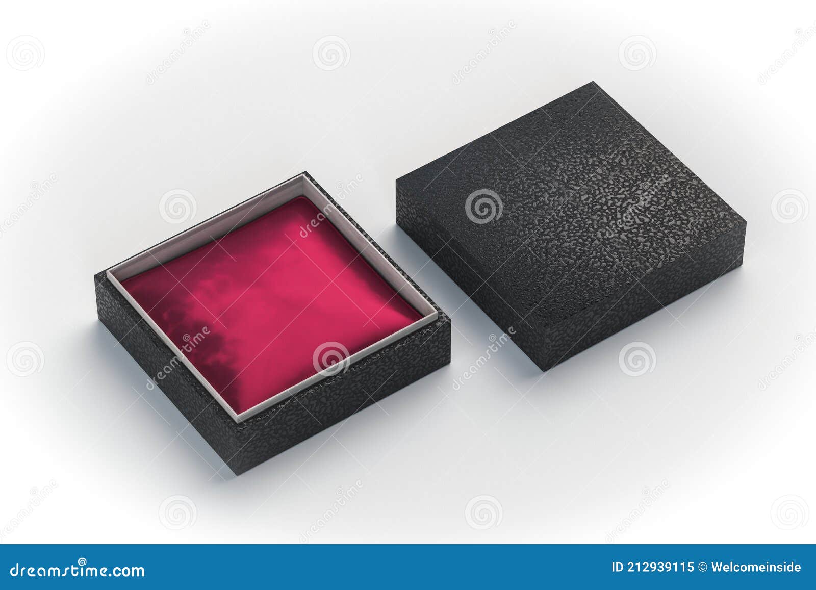 Black Leather Jewelry Gift Box Mockup and Red Purple Pillow Inside for ...