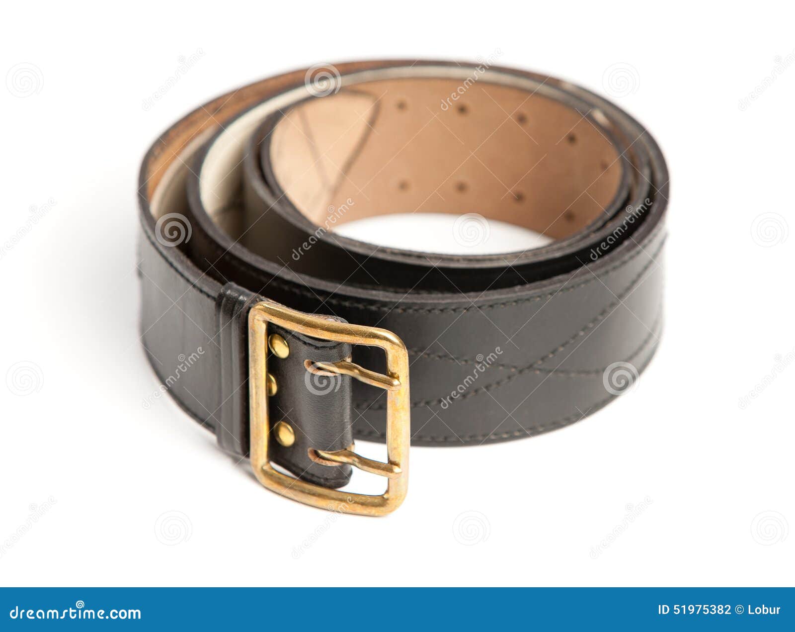 Black Leather Men S Belt with Bronze Clasp Stock Photo - Image of iron ...